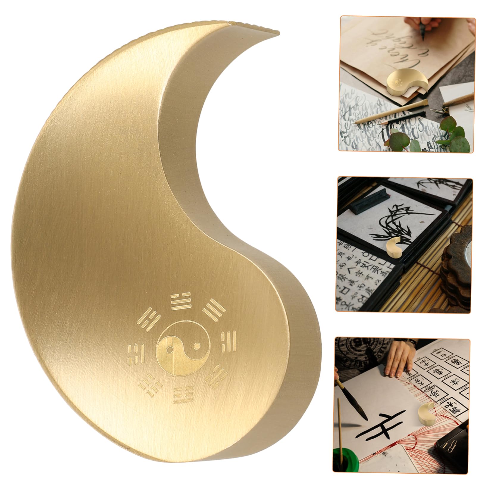 EXCEART 4pezzi Peso Ottone Rectangolare Per Calligrafia Sostegno Per Pennelli Con Superficie Liscia e Design Elegante Accessorio Decorativo Per Scrittura e Pratica Calligrafica Per Amanti