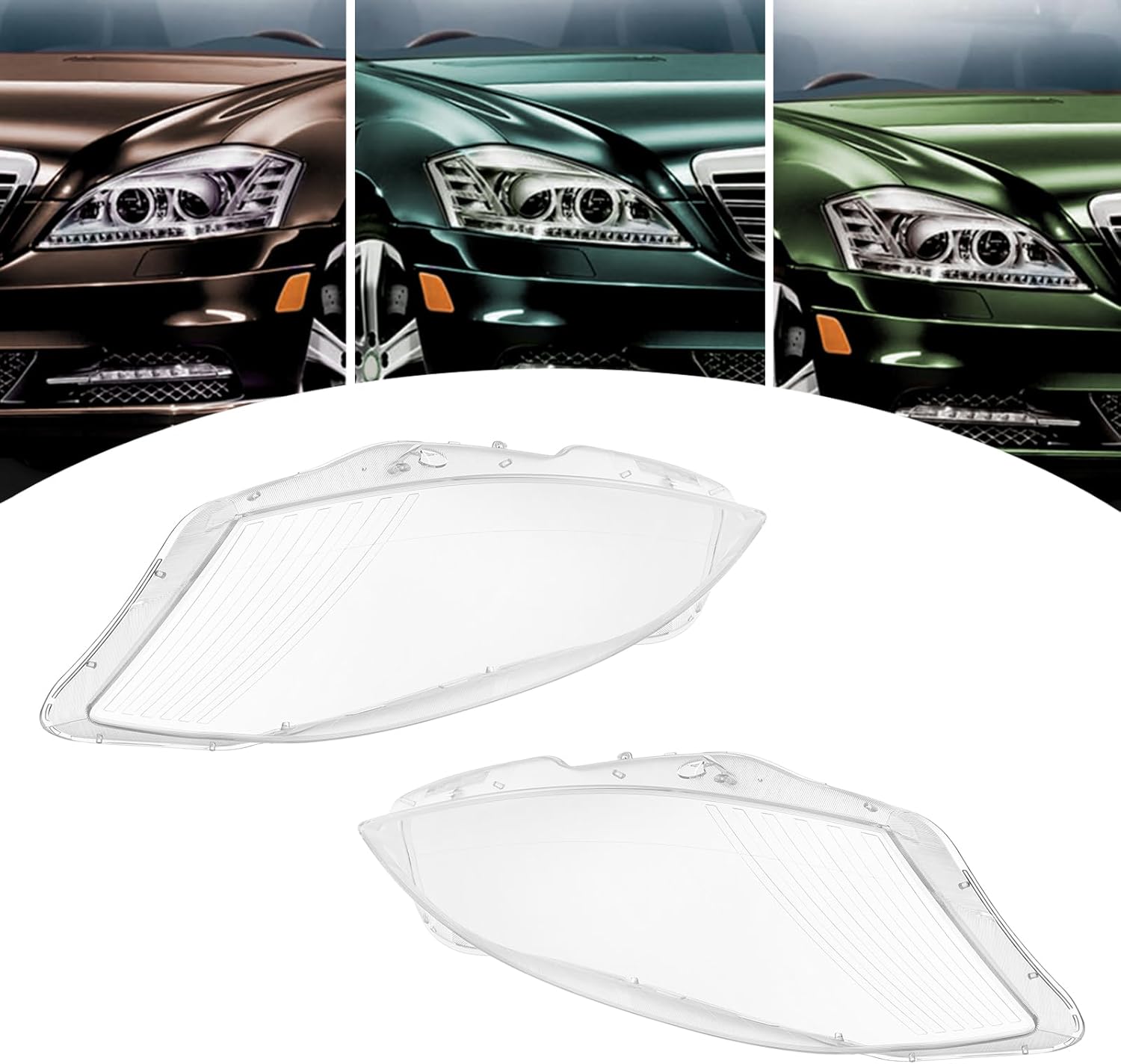 XIJIE - Headlight Lens Covers for 2006 2007 2008 2009 Mercedes Benz S-Class W221 S430 S450 S500 S550 S600 S300 S350 Headlight Lens Covers Driver's Left Side + Passenger's Right Side (LH+RH)