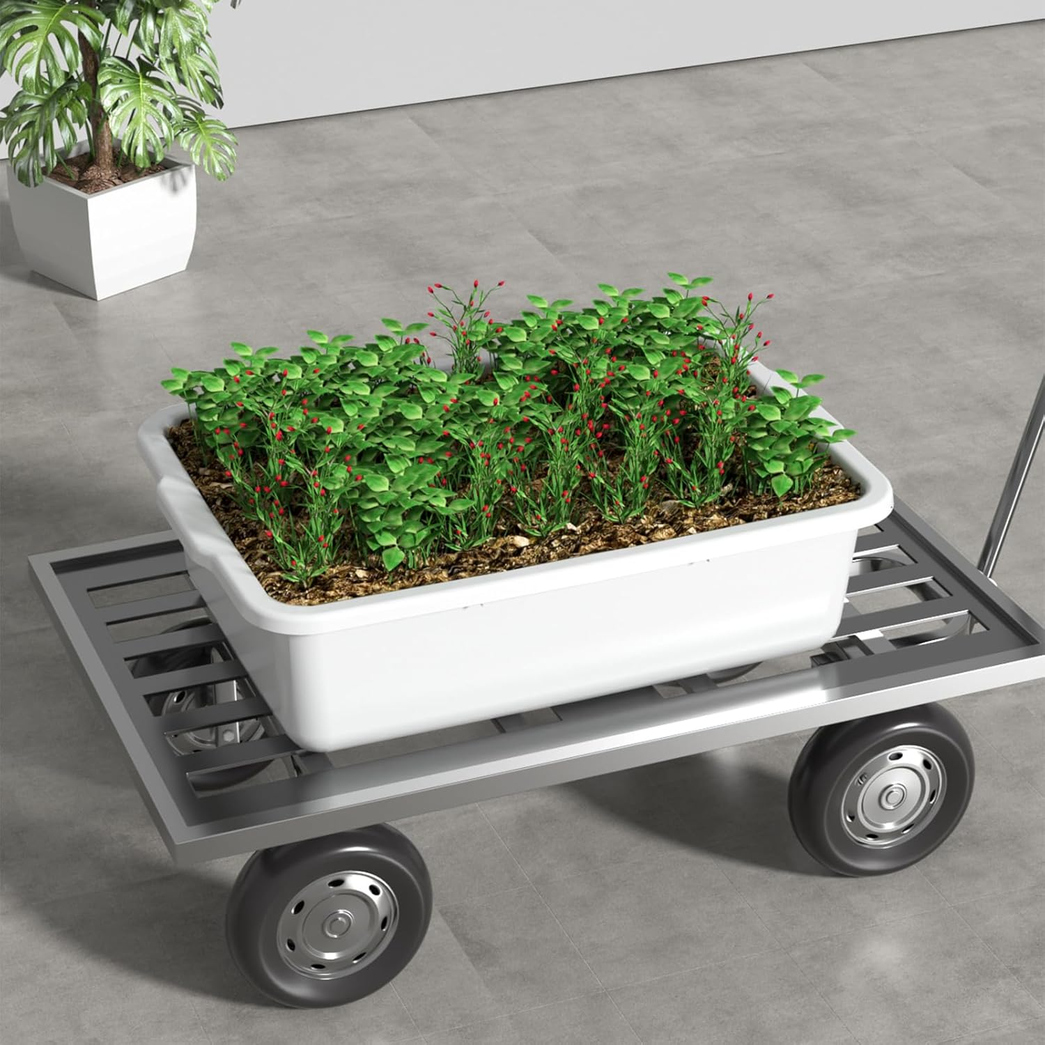 23 L Plastic Commercial Bus Tubs, Large Utility Tote Bus Box, White, 4-Pack