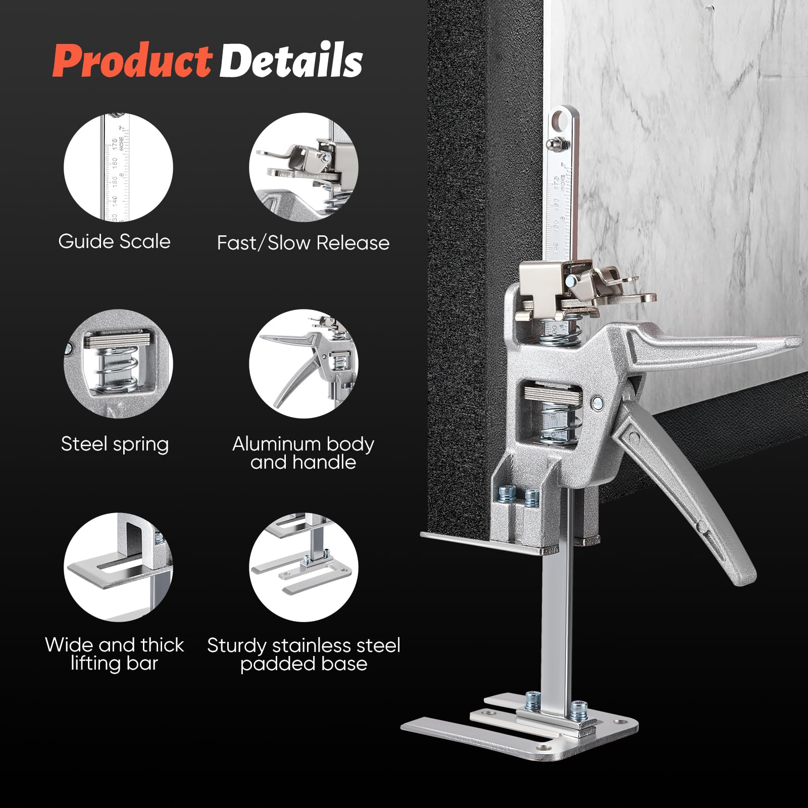 2 Stück Arbeitssparender Arm, 30cm Ganzmetall Hebewerkzeug 400kg Kapazität, Langsam und Schnell Hebefunktion, Möbelheber für Türen, Möbel, Board Heber, Gipskartonplatten.