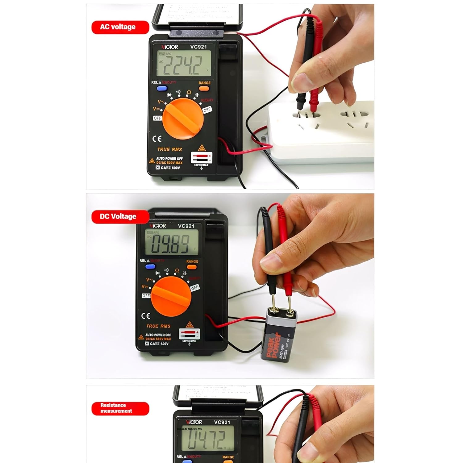 VC921 4000 Pocket Digital Multi Tester Multimeter Auto Range AC/DC Voltage/Capacitance Frequency/Resistance Diode