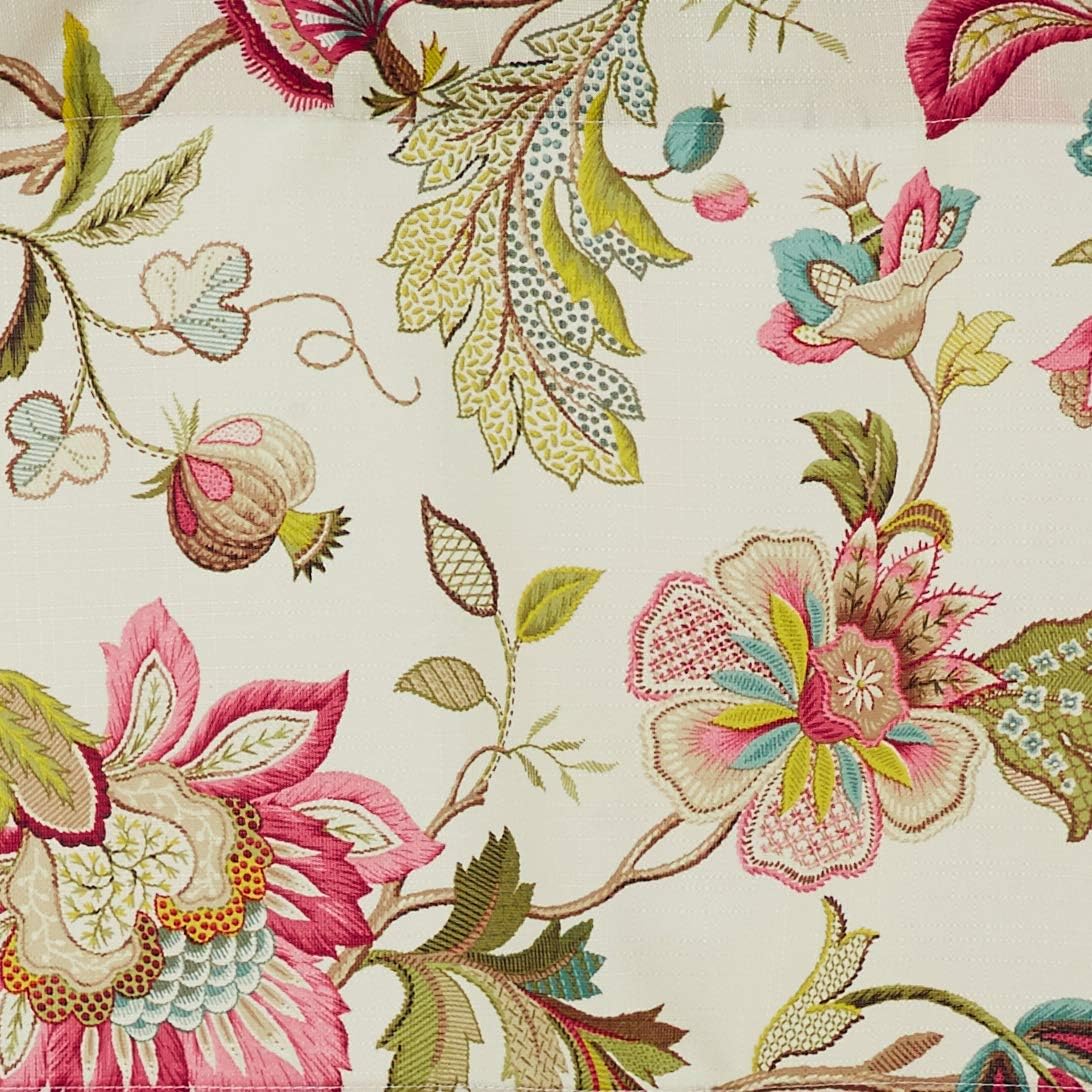 Red Floral Textured Polyester Rod Pocket Valance