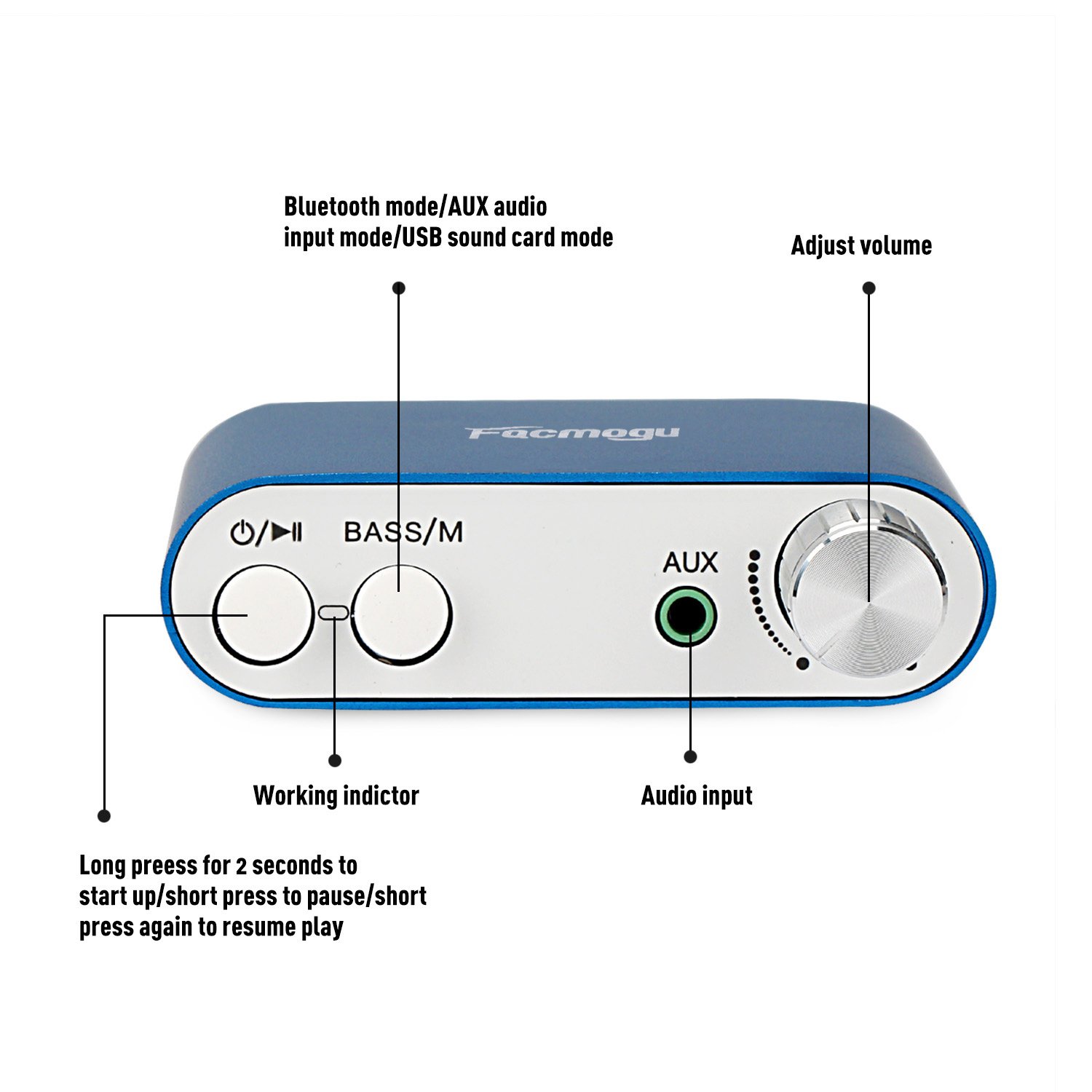 S800 Mini Stereo Amplifier 50Wx2 Bass Bluetooth Receiver, DC 924V 12V