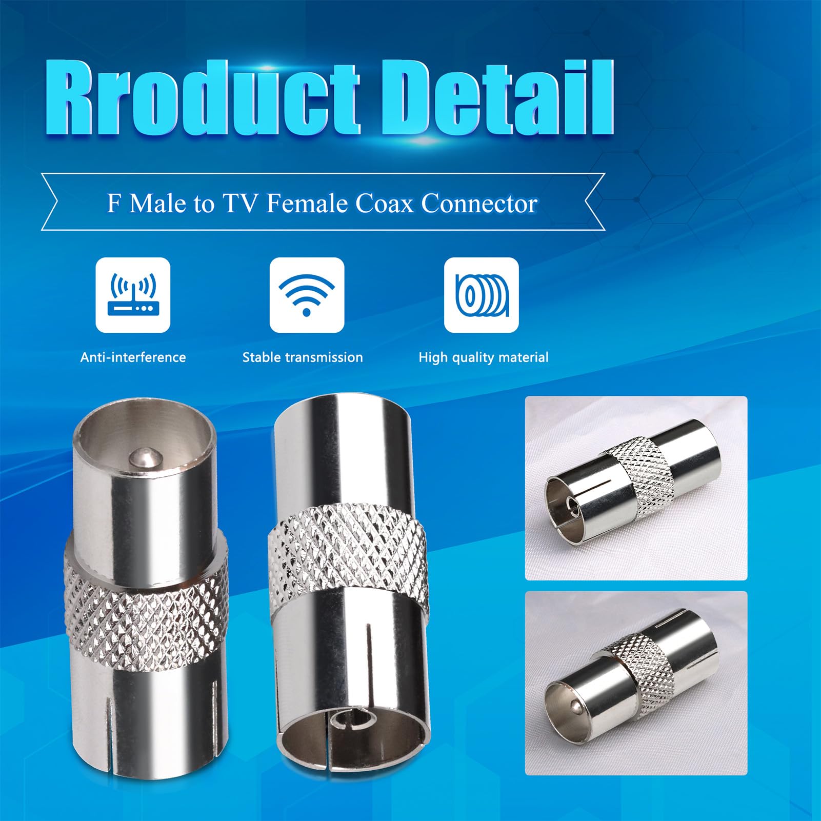 Adattatori Antenna TV PAL Maschio/Femmina - Connettori Coassiali 75 Ohm, 4 Pezzi - Foto 7