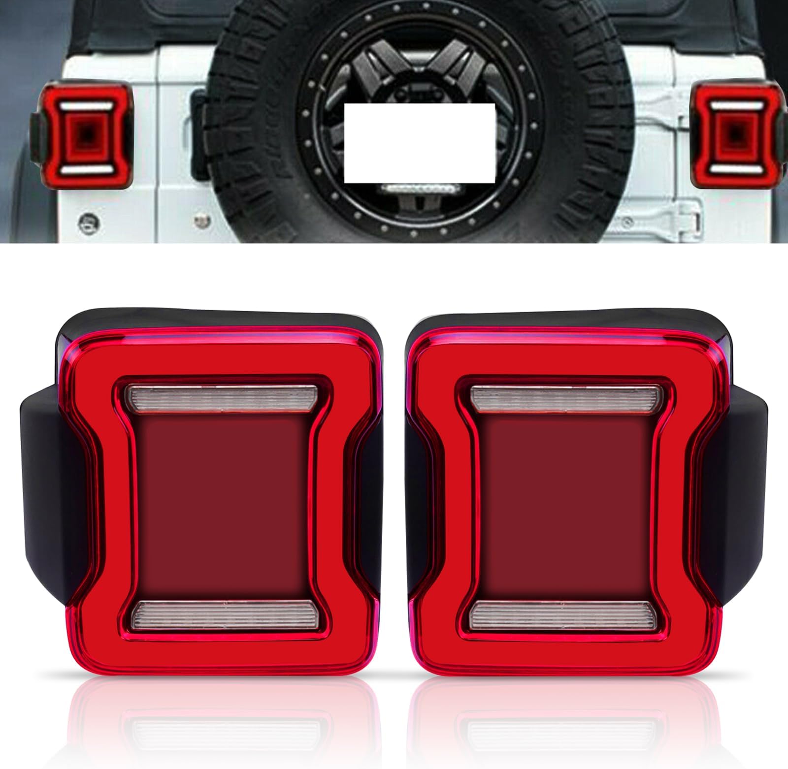 Pair Tail Lights Assembly Fit for Jeep Wrangler JK 2007-2018 Red Driver Passenger Side w/Bulbs Chrome Housing Tail Lamps