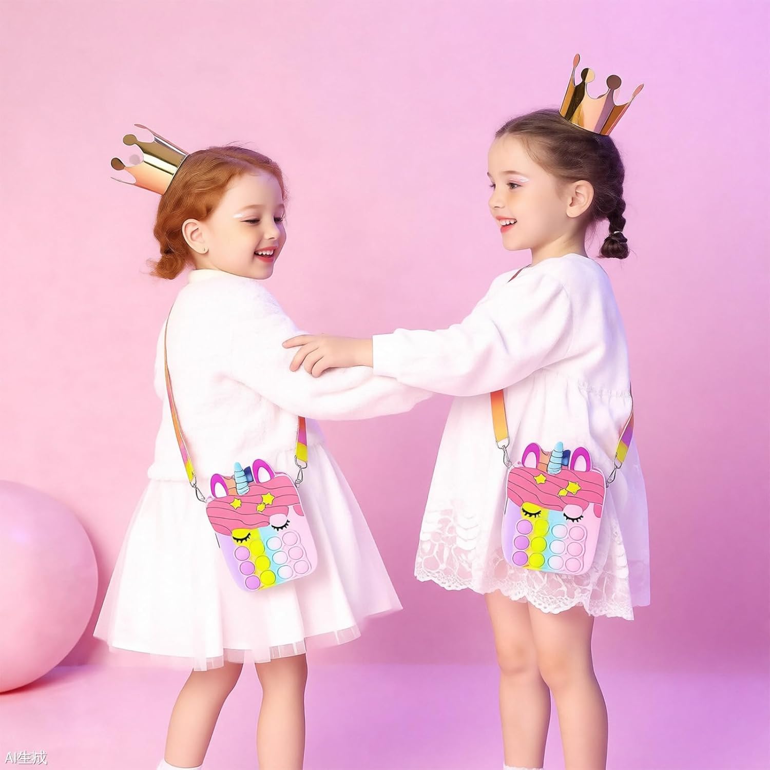 Unicorn Pop Purse Small Shoulder Bag for Girls Fidget Backpack Toy with Crossbody Strap Toddler Silicone Sensory Mini Bag Keythain for Daughter Granddaughter Perfect Birthday Gift