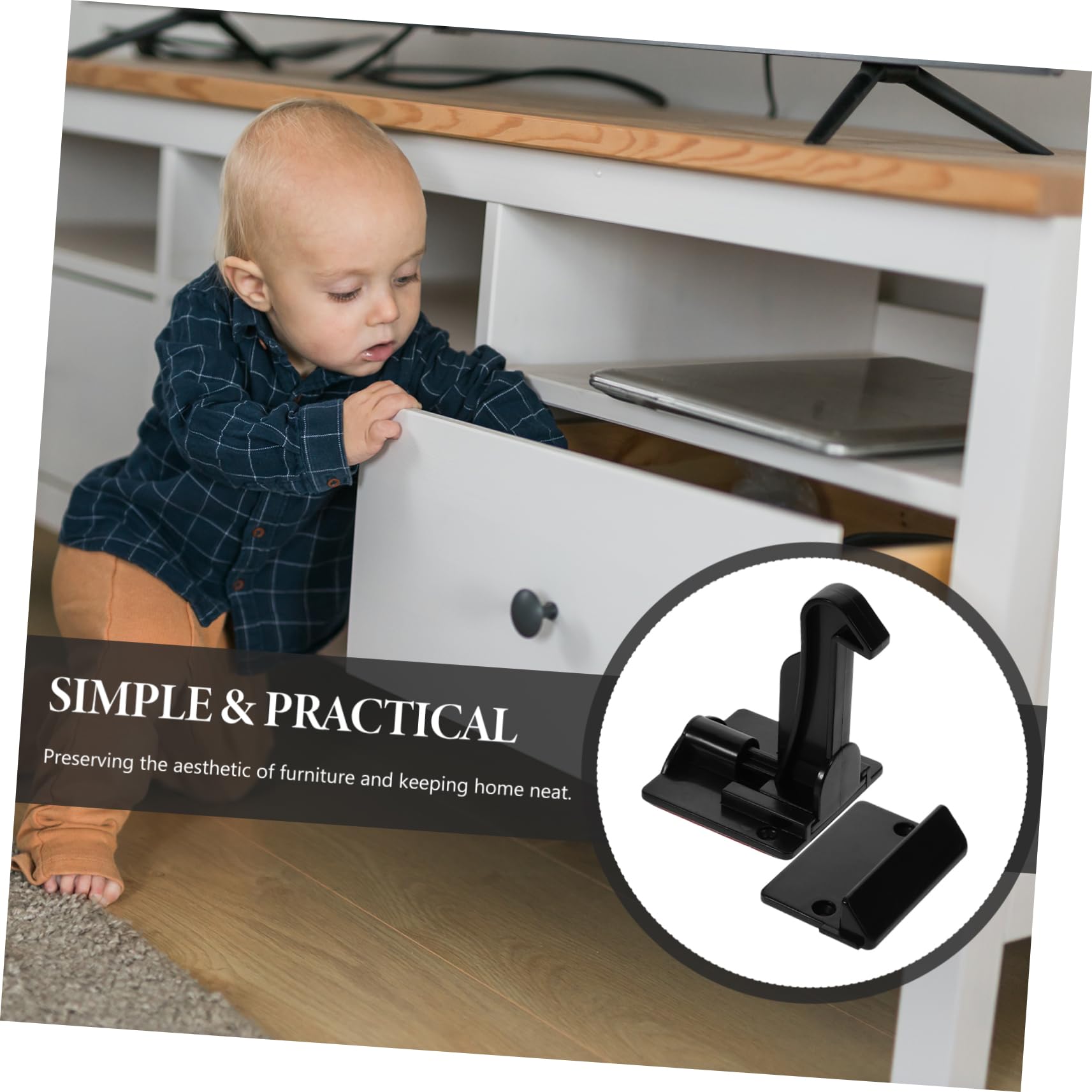 12 Pièces Serrures de Sécurité pour Garçon Fille Verrous Invisibles pour Tiroirs et Placards Installation sans Perçage Protection pour Bébés et Tout Petits