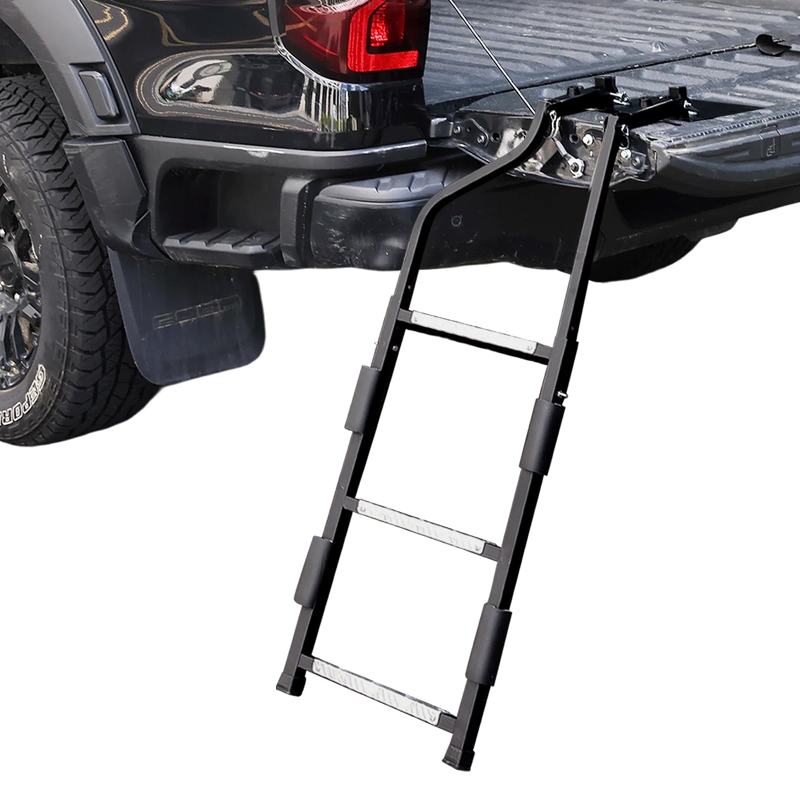Photo 1 of Tailgate Ladder for Pickup Truck, Universal 34"-42" Height Adjustable Tailgate Step with Non-Slip Wide Pedal, Heavy Duty Durable Truck Ladder for Ford Dodge Ram Hilux Chevy GMC, Capacity 350 lbs
