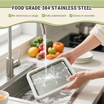 Rolled Ice Cream Maker with Lid and 2 Spatulas and Silicone Scraper | SUS 304 At-Home DIY Instant Ice Cream Tray for Slushies, Frozen Yogurt, Sashimi Plate, Family Activities, Parent-Child Time