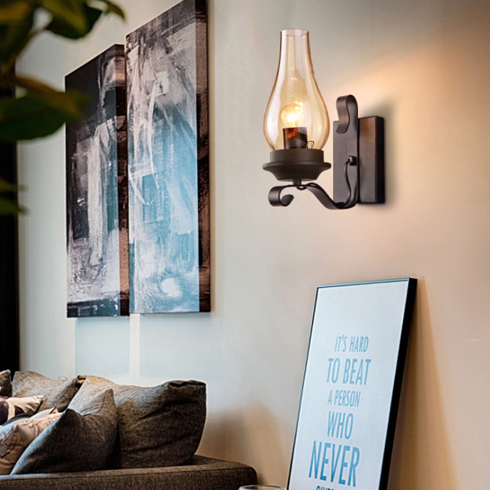 Juego de 2 apliques de iluminación de pared modernos, lámparas de pared rústicas de metal industrial, decoración de lámpara de pared de dormitorio para sala de estar, baño y pasillo