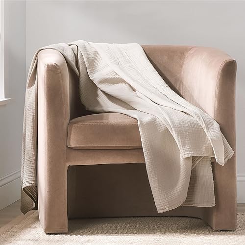 Nate Home by Nate Berkus - Manta ligera de algodón lavado con textura de gasa Transpirable, decoración para todas las estaciones para ropa de cama
