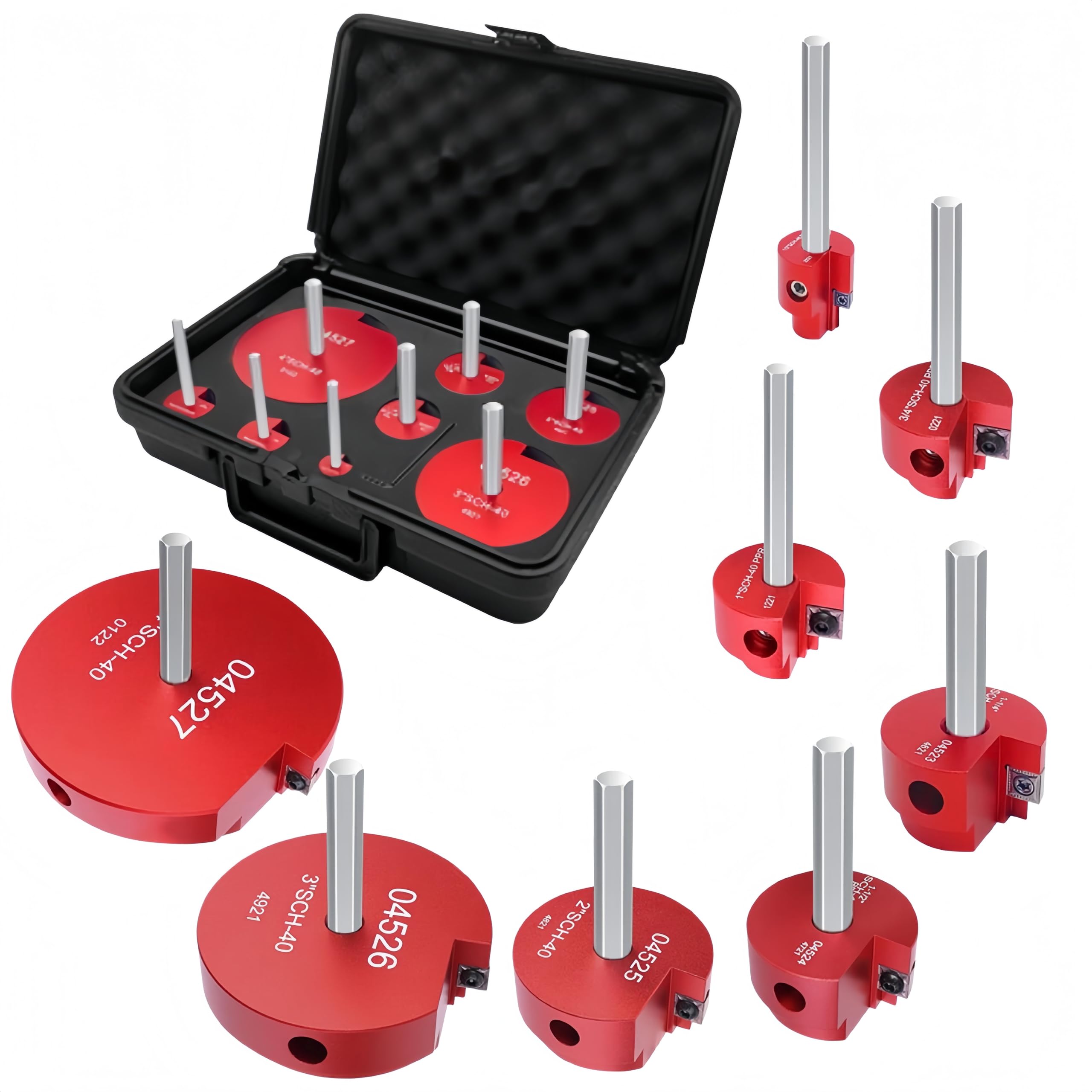 Kit de 8 alésoirs en PVC avec alliage d'aluminium et matériaux en acier inoxydable pour une utilisation résistante et antirouille,pour les applications de plomberie impliquant des tuyaux en PVC ABS
