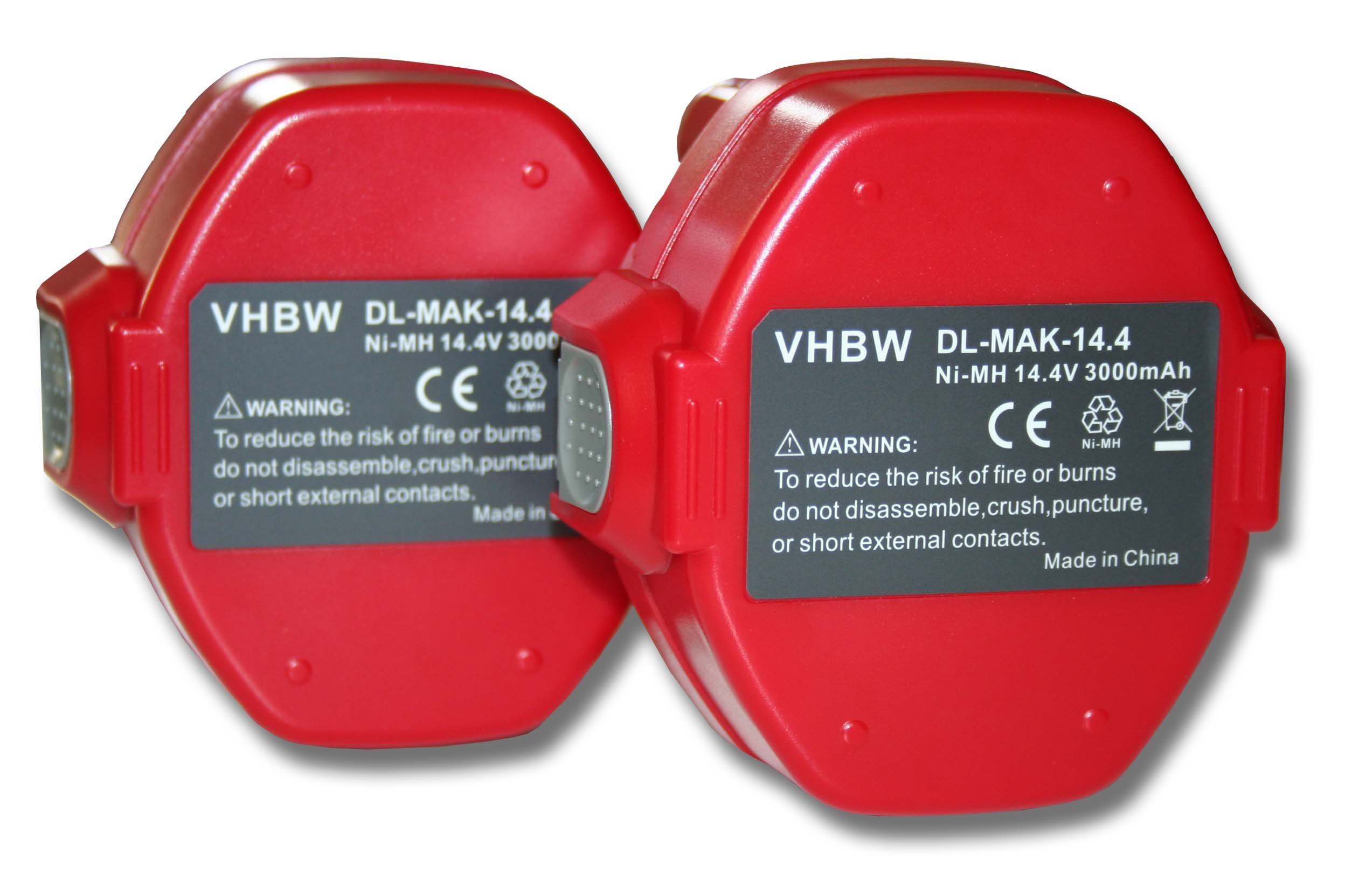 vhbw 2x Ni-MH akumulator 3000 mAh (14,4 V) do narzędzi 6280DWAE, 6333D, 6333DA, 6333DWA, 6333DWAE jak Makita 1420, 1422, 1422 192600-1, 192600-1.