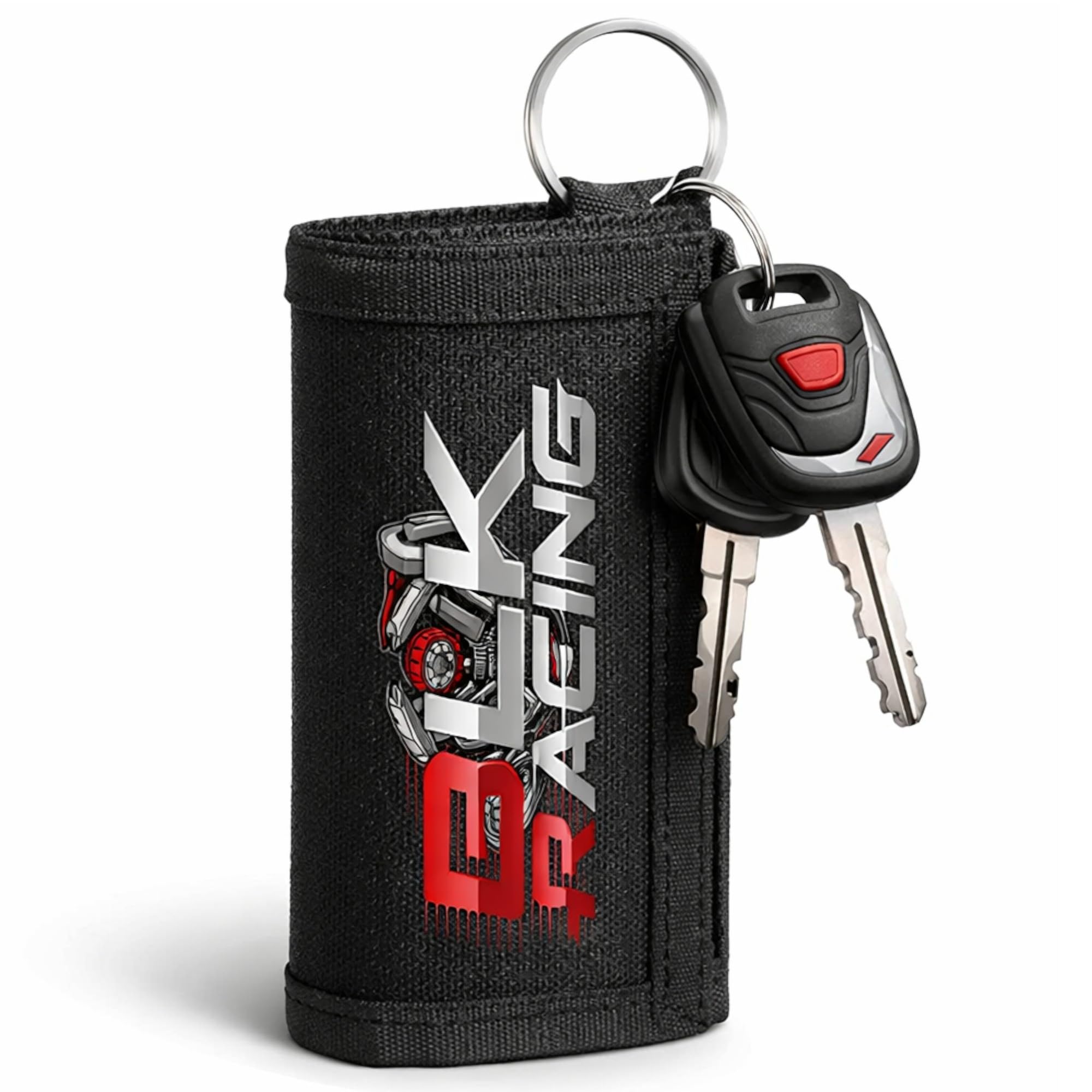 BLOCKBAT® Llavero Moto, Bolsillo con Cremallera + Tarjeta de Mantenimiento, Cabe Todo lo que necesitas, Accesorios Moto, Porta llaves para moto y coche, la clásica con diseño deportivo, Llavero Coche.