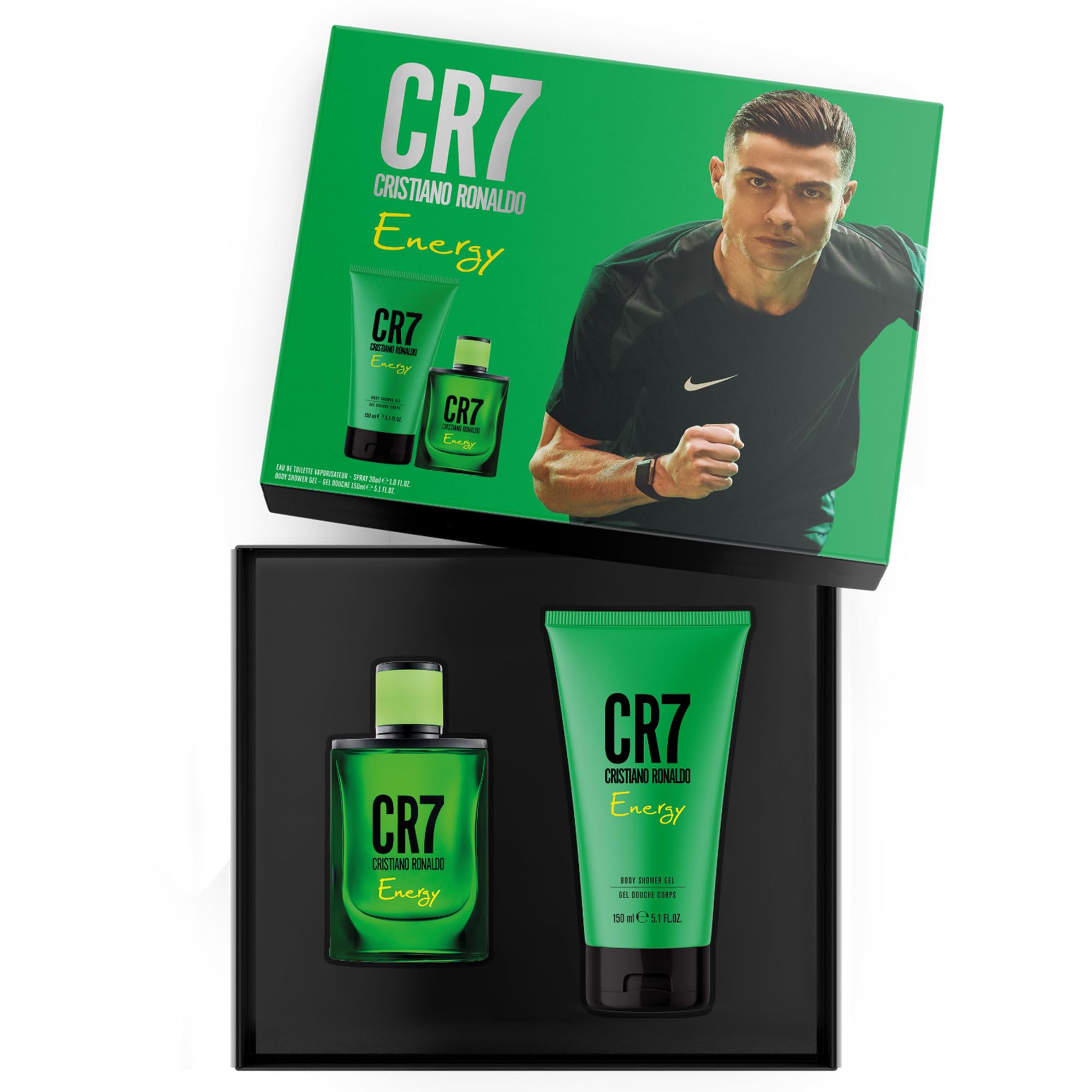 Cristiano Ronaldo CR7 Energy Geschenkset Eau de Toilette 30 ml + Shower Gel 150 ml – Herren Parfum Set mit Duschgel – Frischer sportlicher Männerduft – Geschenk für Männer