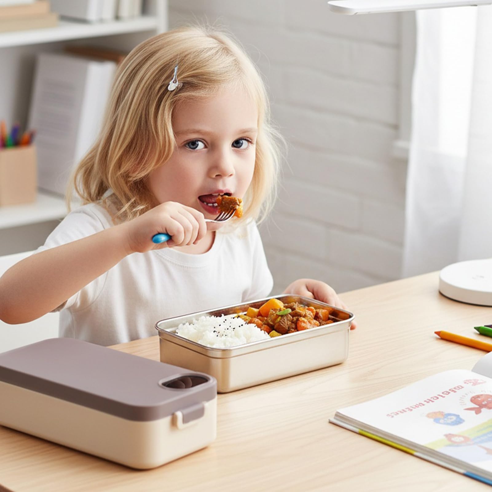 Scatola Pranzo Riscaldata per Uomini Riscaldatore Ricaricabile | Scatola Termica Elettrica Portatile con Contenitore in Acciaio Inossidabile Per Ufficio Viaggio Scuola e Famiglia
