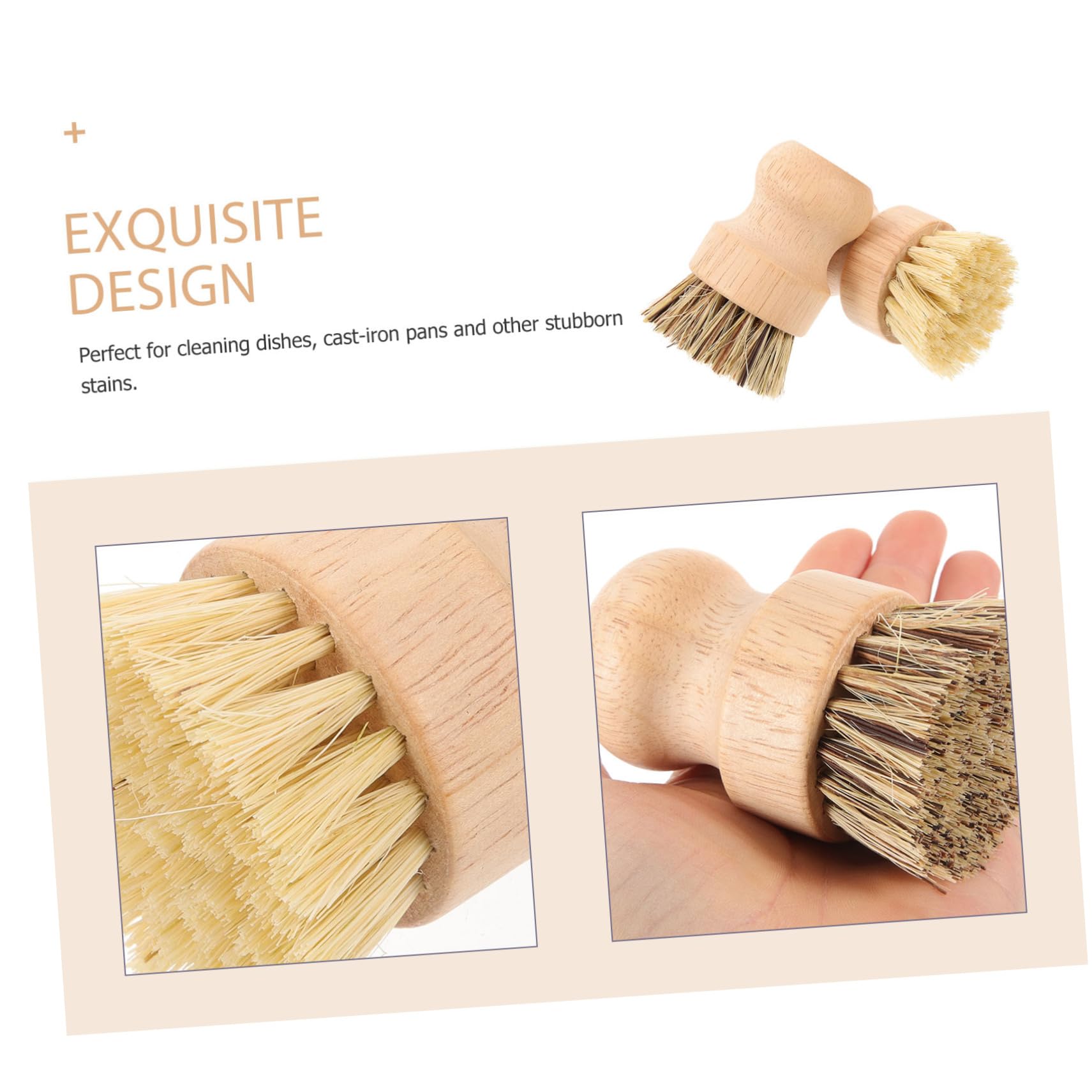 Beaupretty 6piezas Cepillos De para Fregar y Ollas De Cepillos De Cocina De Madera Cerdas Ecológicas para Limpiar Fregaderos y Utensilios De Cocina