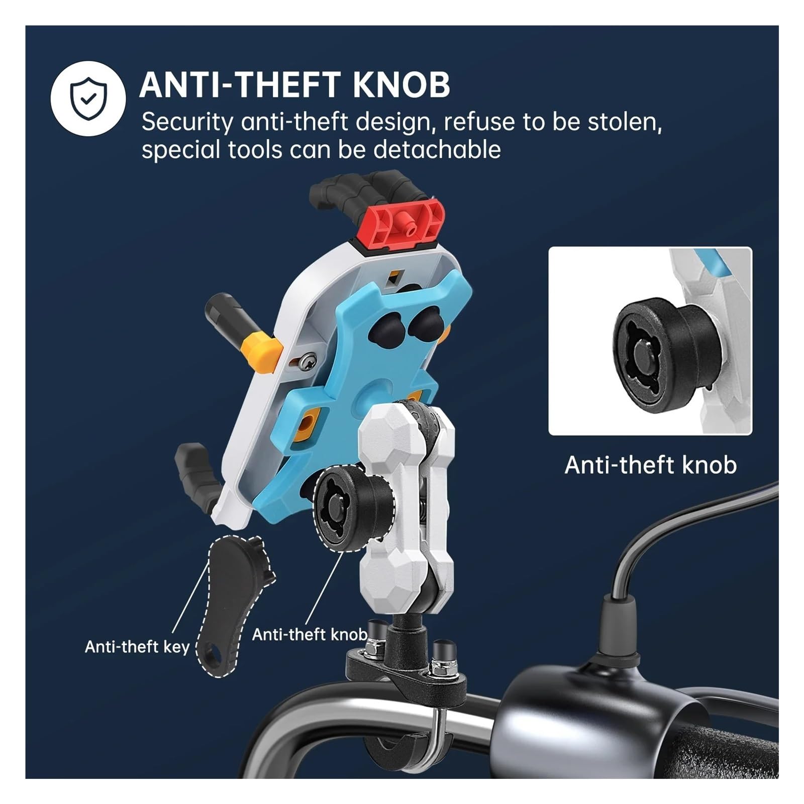 Support Téléphone Moto Support De Téléphone De Moto Anti-Vibration Antivol Antichoc Support Guidon en Aluminium Support Rétroviseur pour Vélo 4,7 À 7,2 Pouces Support Telephone Velo(Mirror Holder)