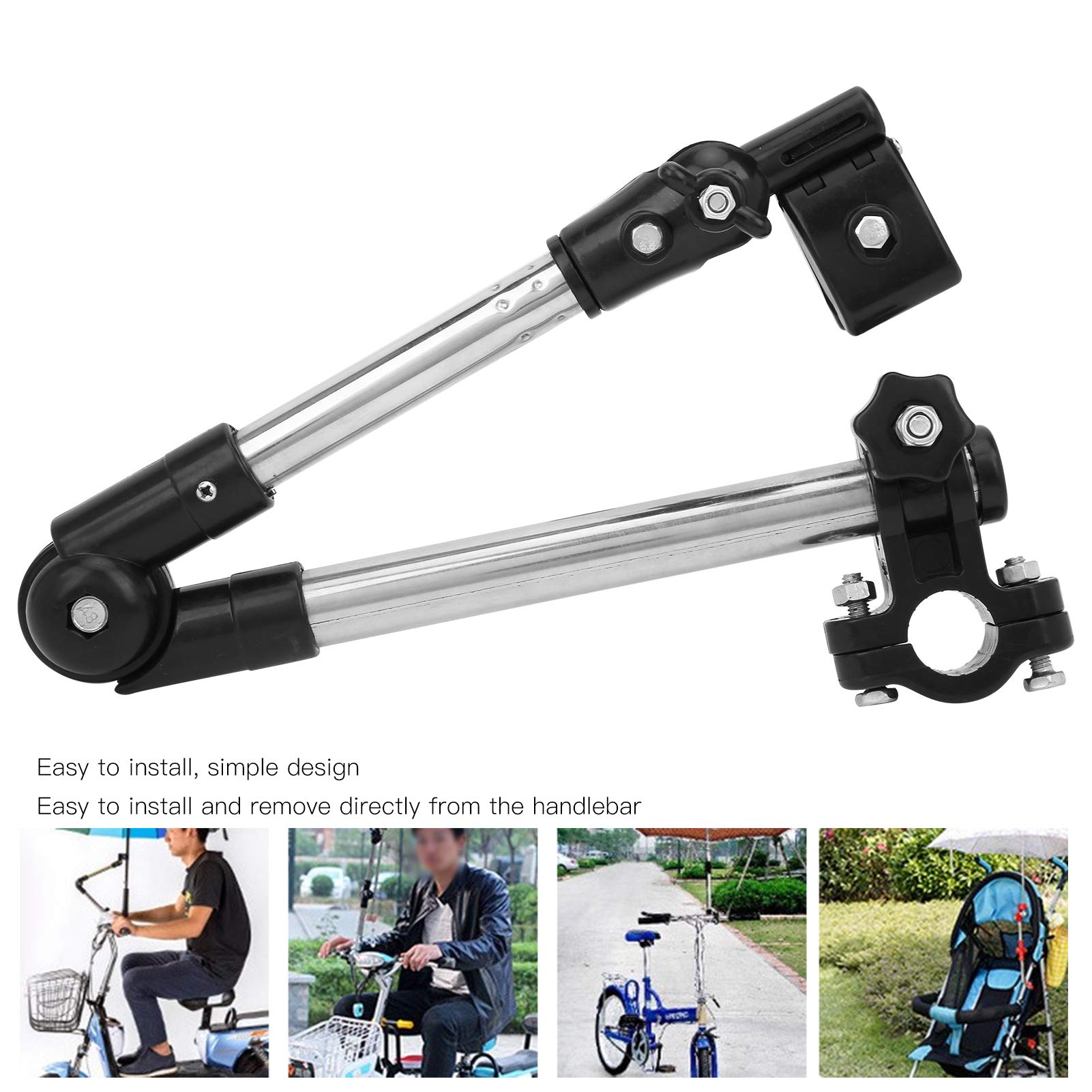 Soporte de Paraguas para Cochecito, Soporte de Montaje de Paraguas de Bicicleta de Silla de Ruedas Ajustable de Acero Inoxidable Paraguas Manillar Soporte para Bicicleta Cochecito Andador