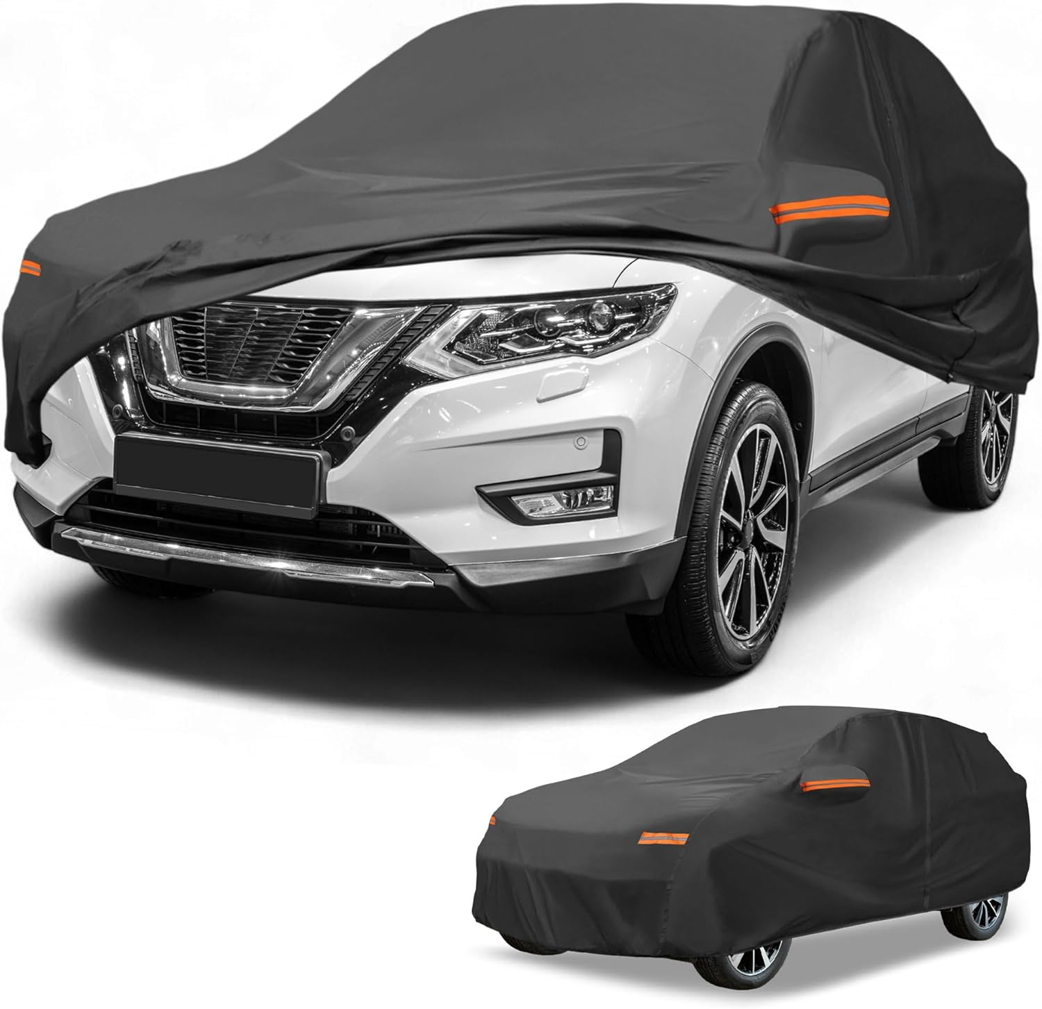 Car Cover Waterproof All Weather Sun Rain Protection Full Exterior Cover for Nissan X-Trail Black with Left Side Zippers