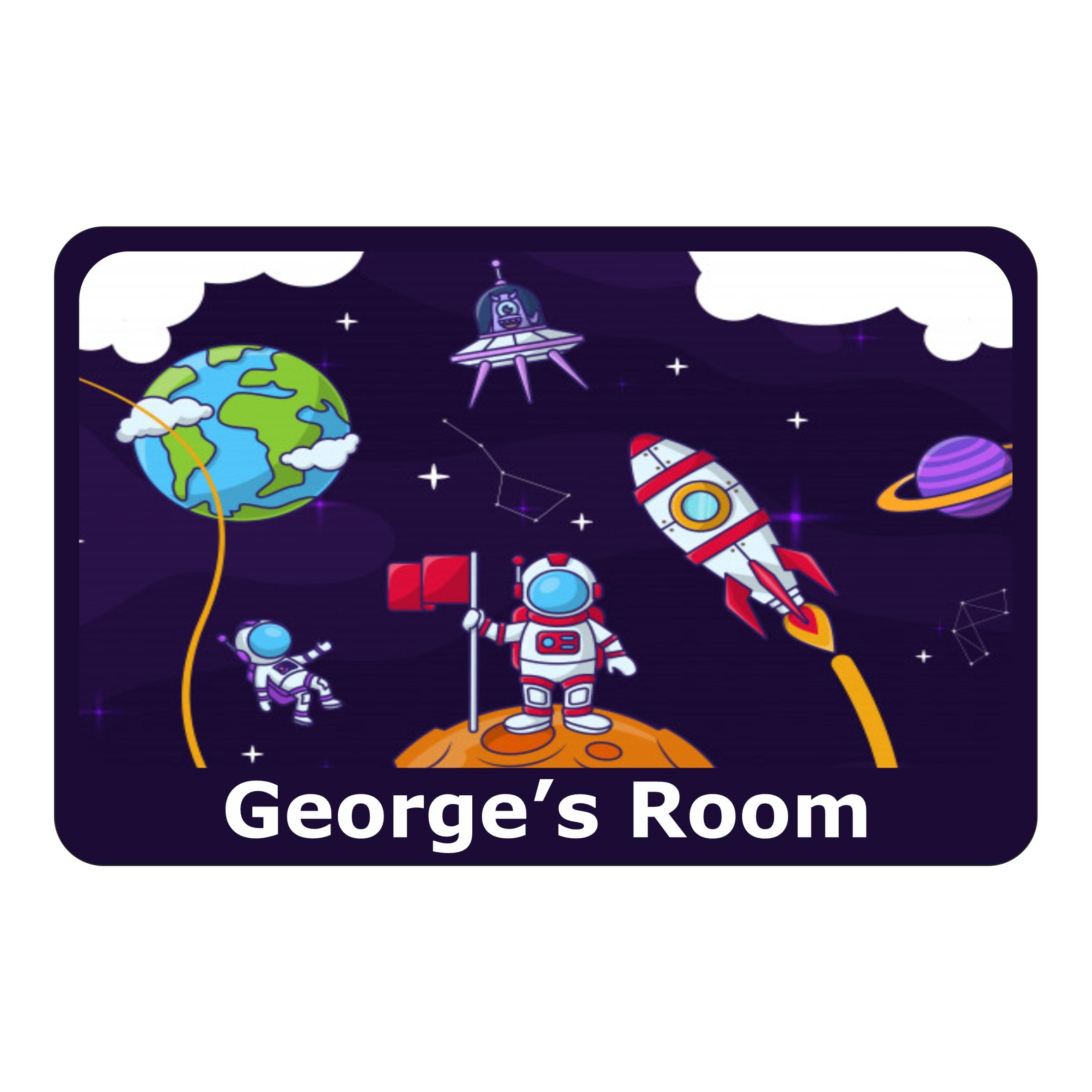 Space Planets & UFO Kids Bedroom Door Sign Personalised For You - Any Name! Door Plaque,Girls/Boys,Nursery,Decor,Kids Room,Space