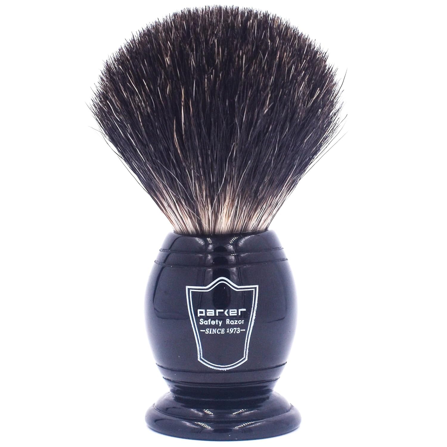 Parker Black Badger Shaving Brush 22mm Knot | Resin Handle for Grip & Balance | Builds Rich Lather with Soaps or Creams | Handcrafted by Master Brushmakers | Essential Wet Shaving Tool | Iconic Brand