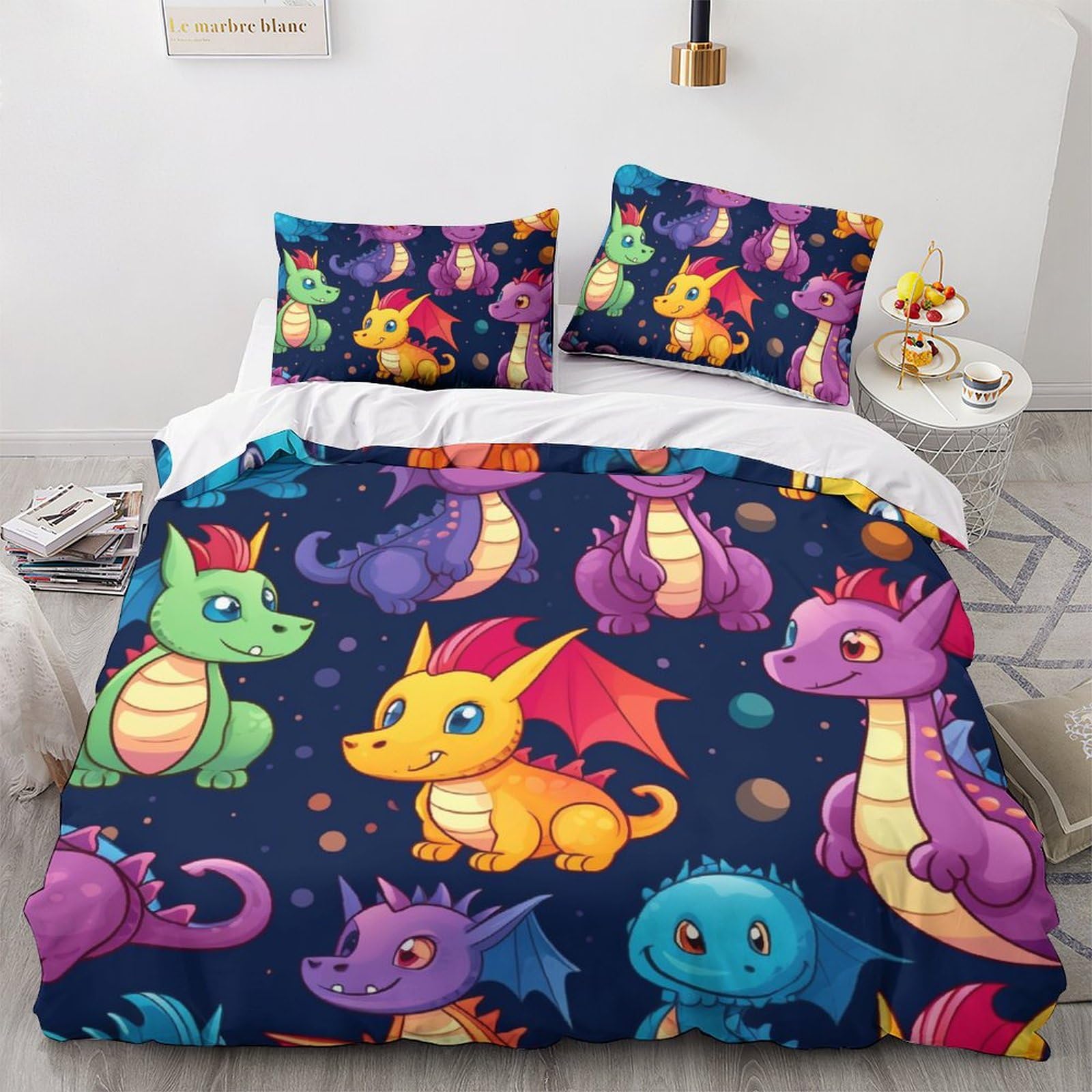 Housse de couette dragon imprimé 3D pour transformer le lit double de votre enfant en aventure