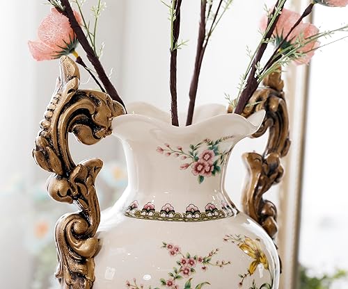 Miniatura 4 de Magcolor Jarrón de cerámica blanca de piso alto para flores de hierba de pampas, 16.1 pulgadas de alto, diseño único jarrón de cerámica agrietada