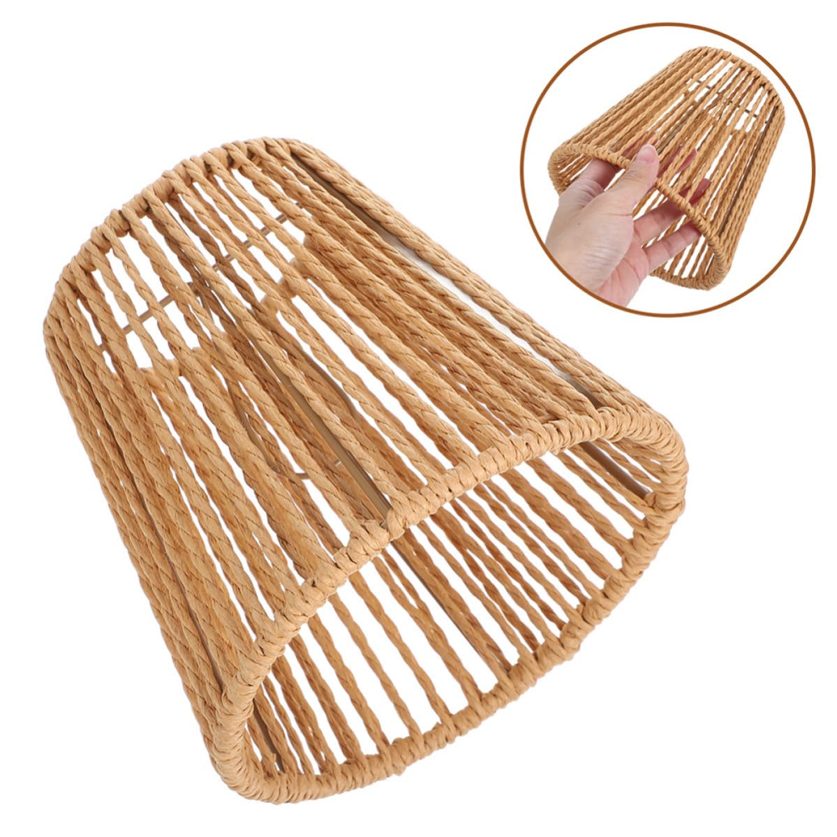 Set 4 Paralumi Intrecciati a Mano in Corda di Carta Stile Boho Rustico, Decorativi e Versatili per Lampade da Terra e Camera da Letto