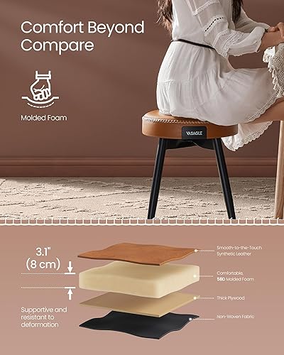 Miniatura 8 de VASAGLE Colección EKHO - Juego de 2 sillas de comedor, taburetes de cocina tapizados, taburetes de tocador, cuero sintético con costuras, moderno de