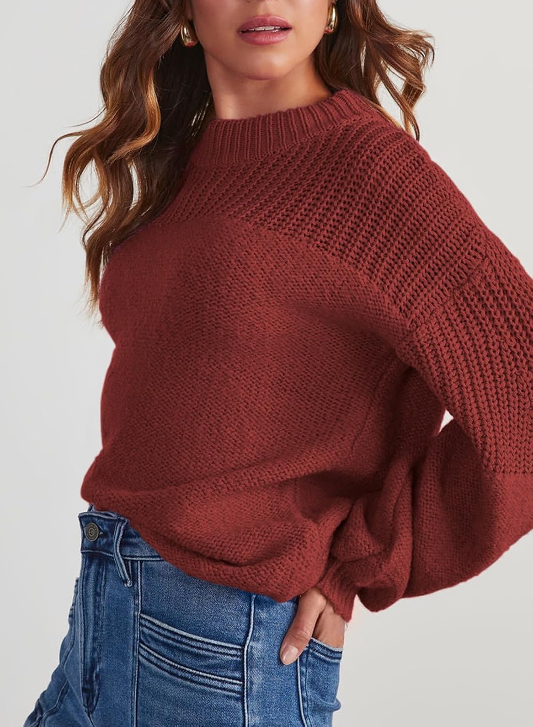 Sidefeel Women's Pullover Sweaters Casual Long Sleeve Crewneck Loose Knit Jumper Tops - Image 4