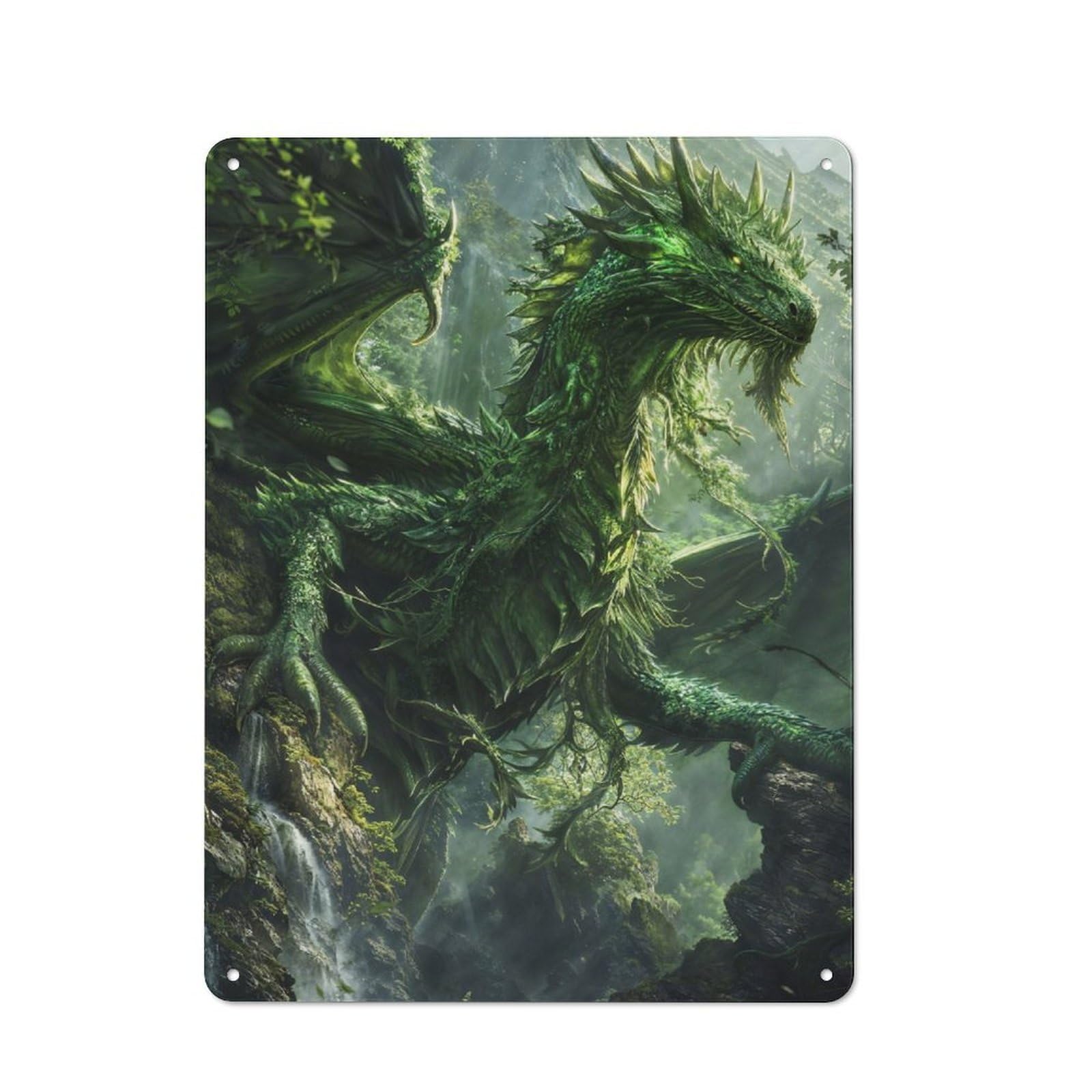 Junmoney Awakened Nature Dragon Vintage Metal Plaque 40X30cm Featuring For Pub Or Café, Suited To Café Interior Fans