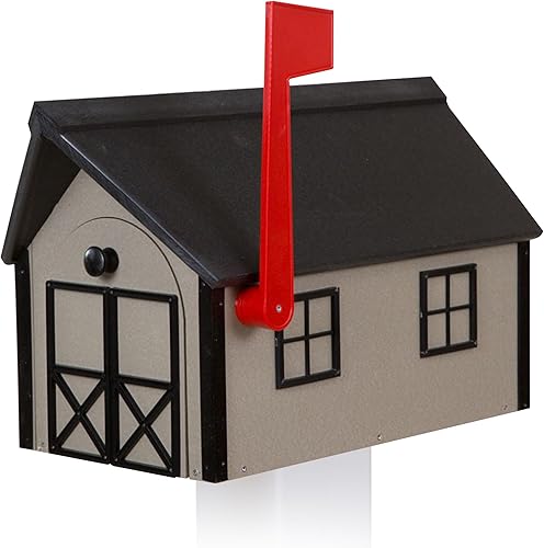 Miniatura 31 de Buzón de madera estilo «amish» con techo de cedro de Peaceful Classics con ventana y molduras de puerta, buzones artesanales para exterior, buzones