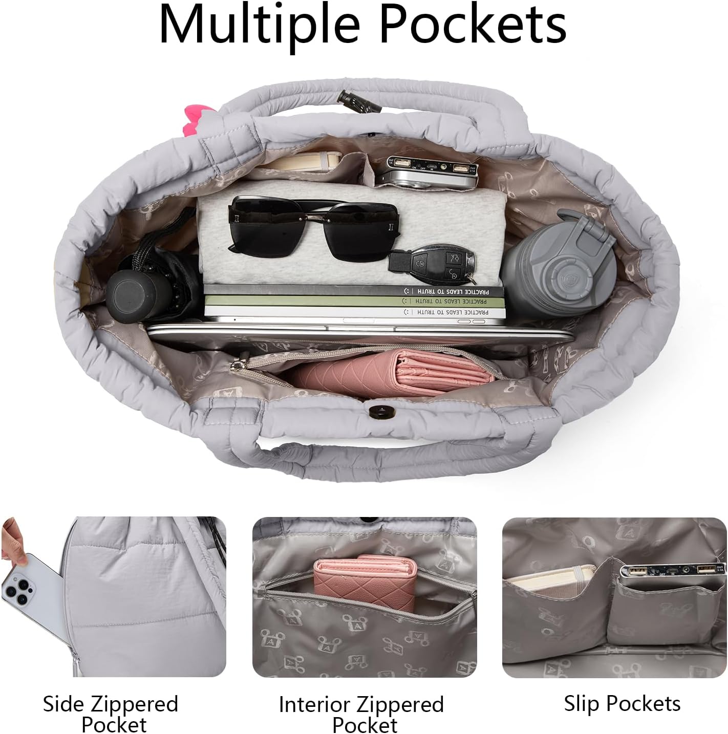 Tote Bag for Women Puffer Tote Bag Quilted Nurse Bag Cute Tote Handbag for Work School Tavel