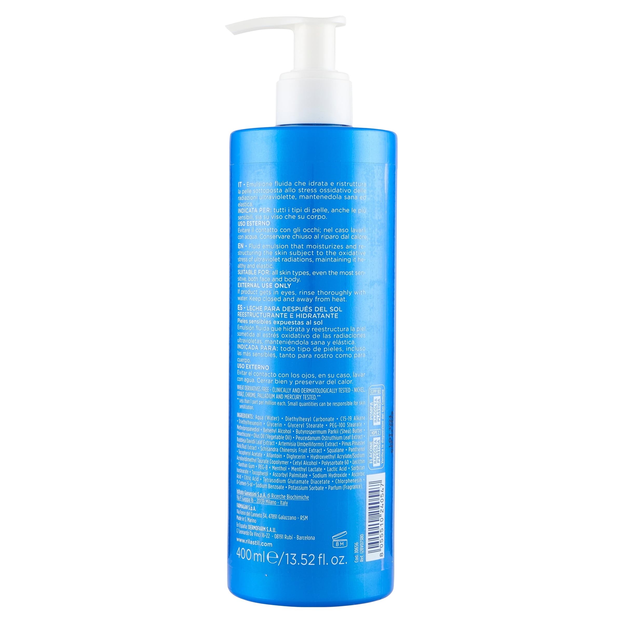 Rilastil Sun System Latte Doposole Rinfrescante Viso e Corpo, Emulsione Fluida dalla Texture Leggera, Idratante e Rigenerante, Confezione da 200ml