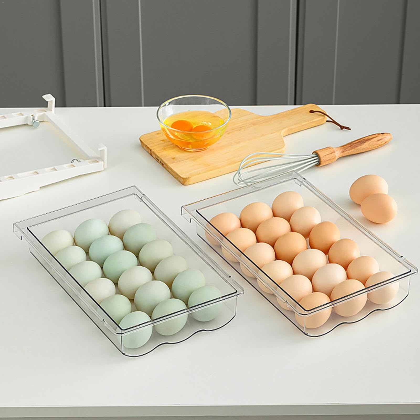 MRKU Caja organizadora de Cesta para Nevera de Cocina, cajón extraíble para Huevos, Nevera, contenedor Organizador