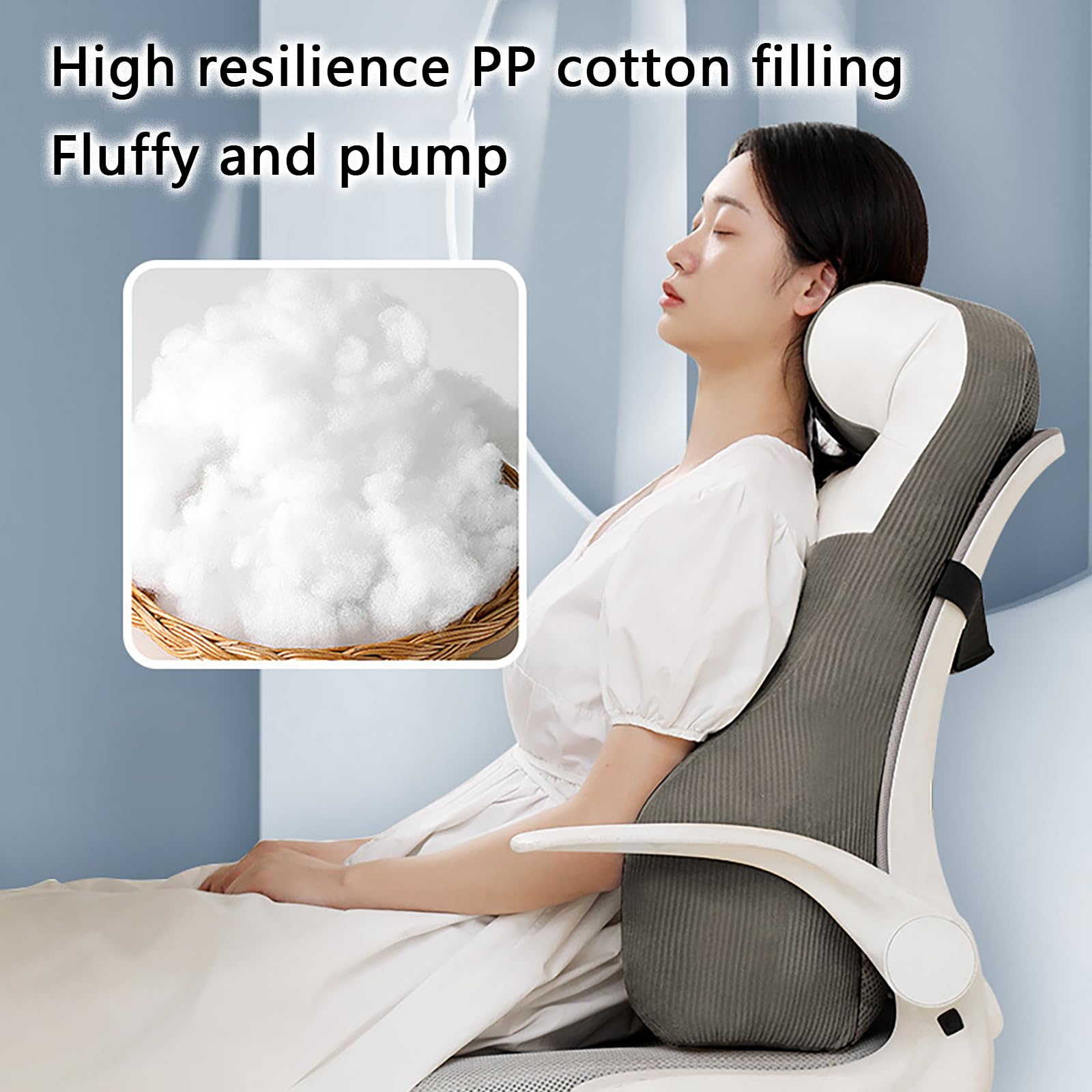 Cuscino di Supporto per la Schiena in Memory Foam – Cuscino Lombare con Supporto per il Collo – Per Sedia da Ufficio, Sedia a Rotelle, Sedile Auto, Divano, Aereo e Viaggio,Yellow-70*42*20cm