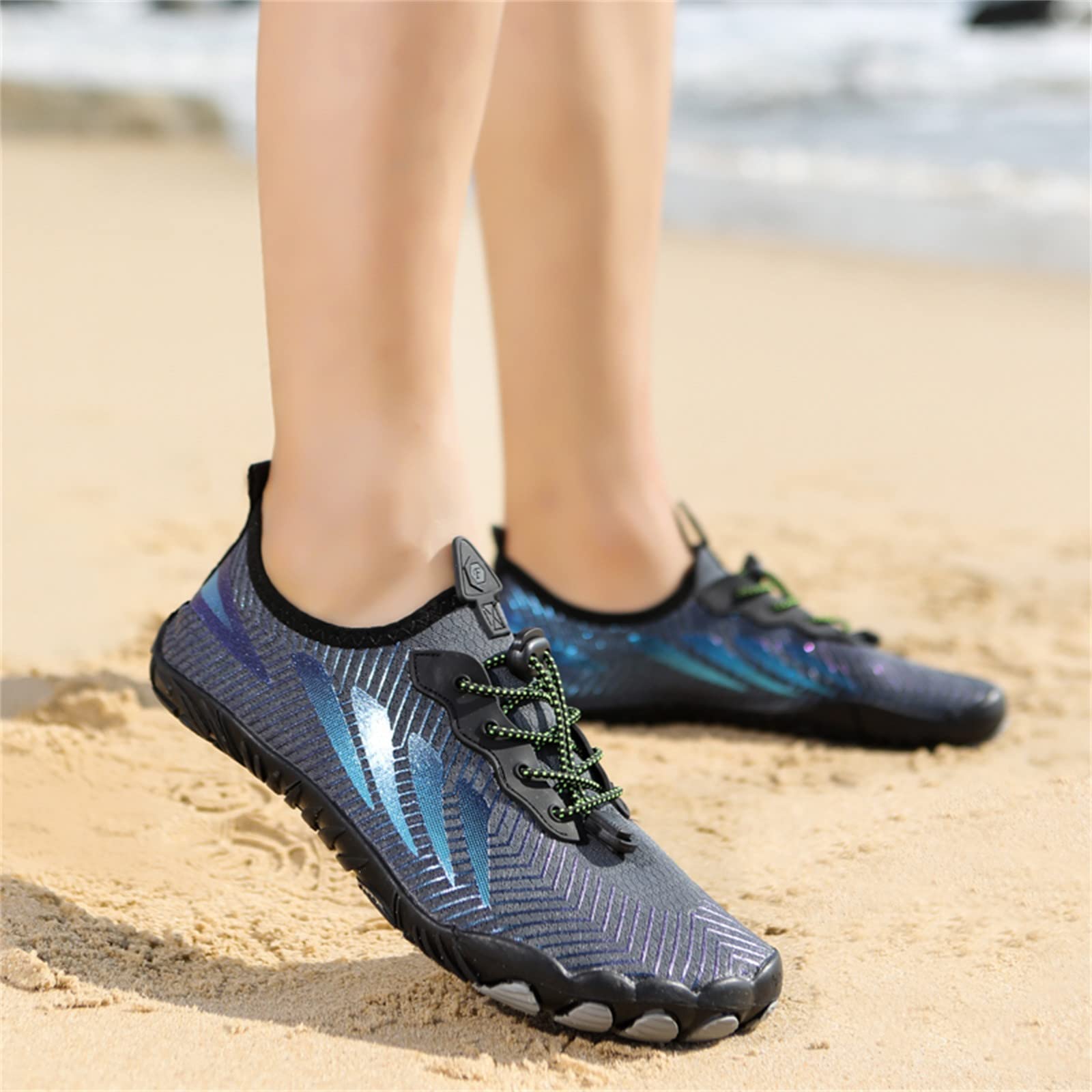 Générique Wasserschuhe für den Sommer, für Herren, schnelltrocknend, zum Schwimmen und Tauchen, Wandern, Wandern, flache Unterseite, rutschfest, bequem, Barfußball, Herren