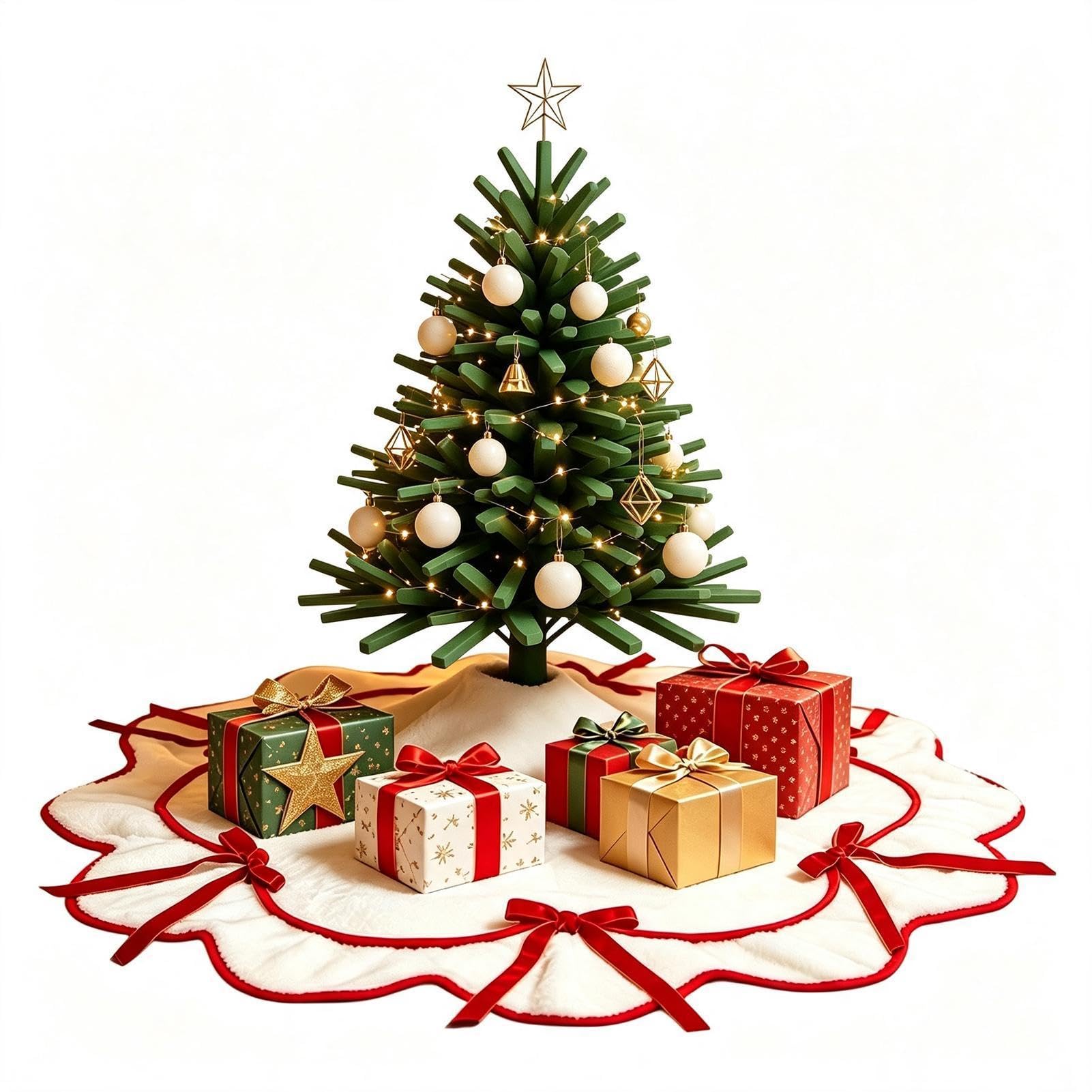 Gonna Grande Albero Di Natale Tappetino Antiscivolo Peluche Con Volant