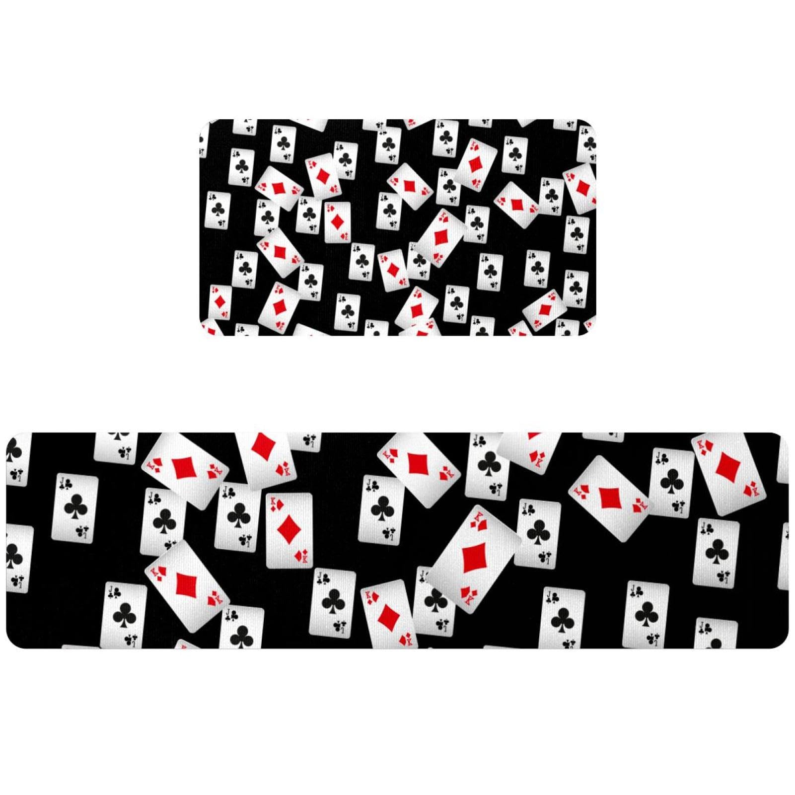 Alfombrillas de cocina lavables con diseño de cartas, juego de 2 alfombras para pasillo y lavado