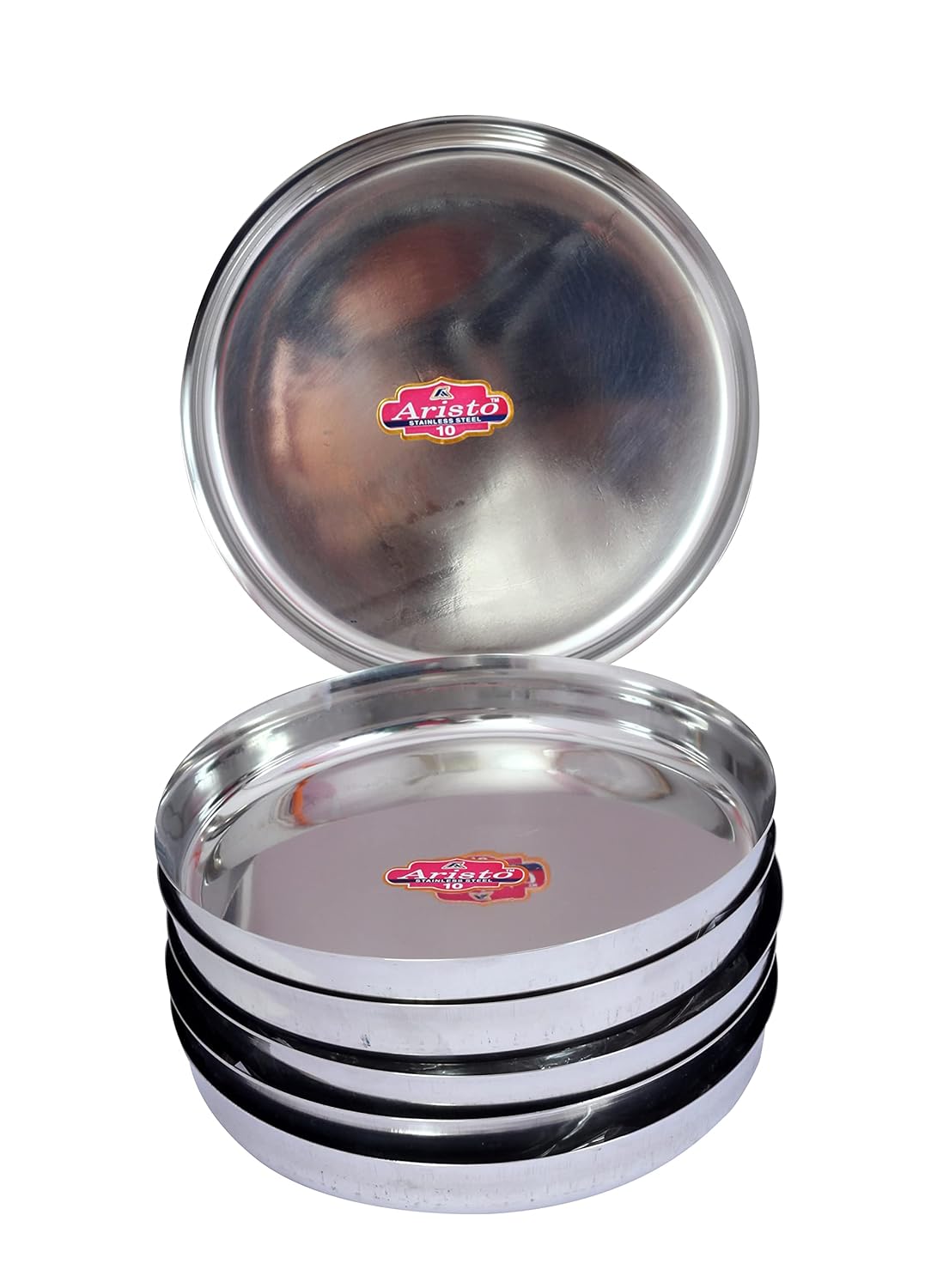 Buy Aristo Stainless Steel Lunch Plates,S10, 21 cm, 6 Pieces (Silver