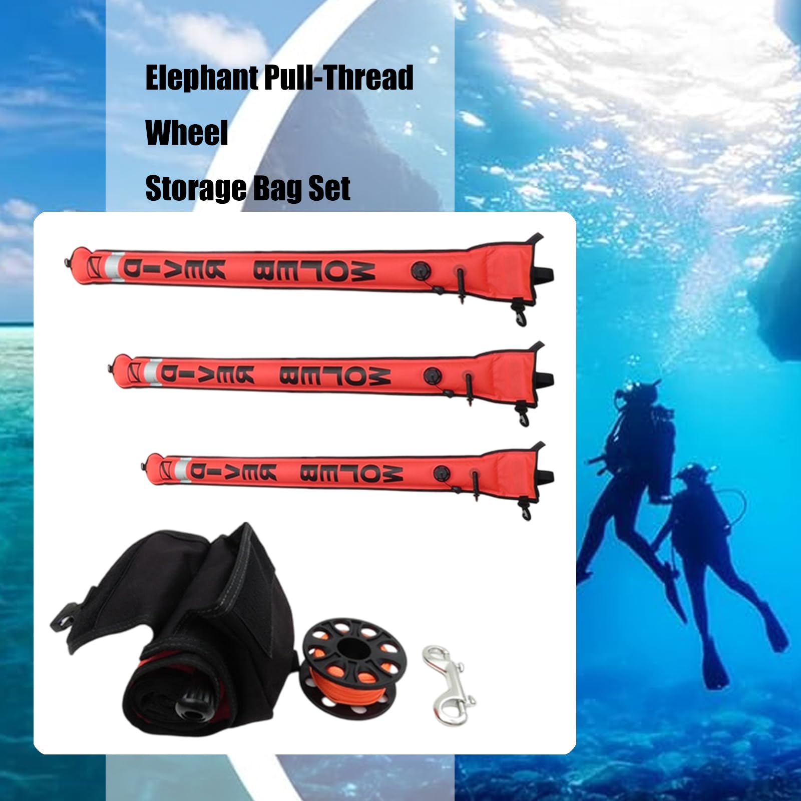 Subacquei Boe segnaletiche per superfici con Mulinello e Clip Immersioni visibilità Segnaletica sul Fondo Aperto Tubo Salsicce Sicurezza con Borsa Immersioni gonfiabili Sicurezza sul