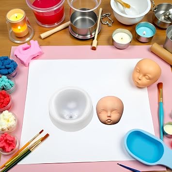 Silicone Molds for Candle Making Resin Chocolate Mold Dolls Head Face Mould, Silicone Baby Face Baby Head Moulds Handmade Candle Mold Soap Making Molds Clay Molds Resin Mold Silicone Mold