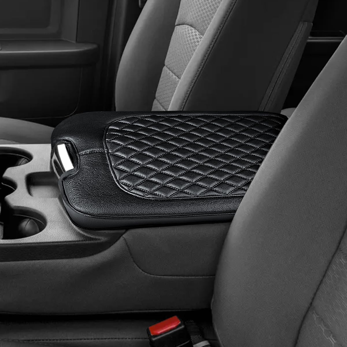 Upgraded Center Console Cover, Leather Armrest Arm Rest Cover, Compatible with 2013-2018 Ram 1500 & 2013-2024 Ram 2500/3500/1500 Classic Jump Seat Console (for Dodge Ram 2013-2023 Jump Seat)