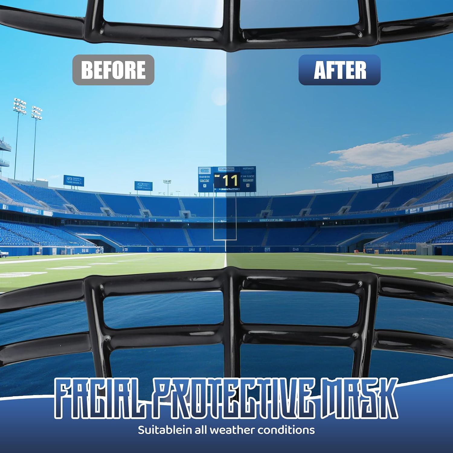 Tinted Football Helmet Visor, Impact-Resistant Eye Protection for Youth & Adult Football Helmets