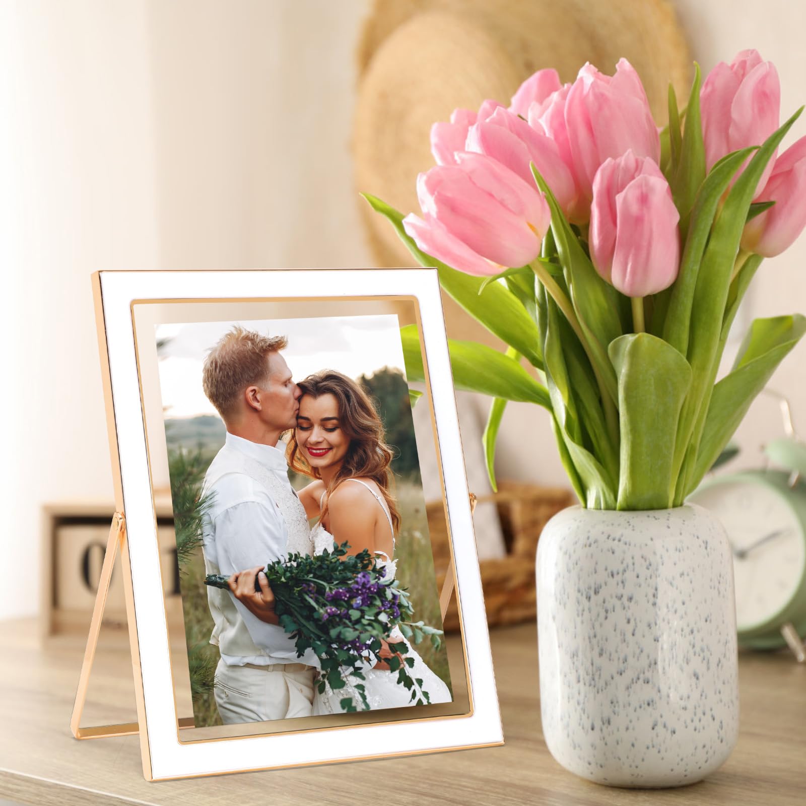 Giftgarden Fotolijst 15 x 20 cm, wit, 10 stuks, 15 x 20 cm, fotolijst voor woonkamer, slaapkamer of kantoor, wand- of tafelstandaard