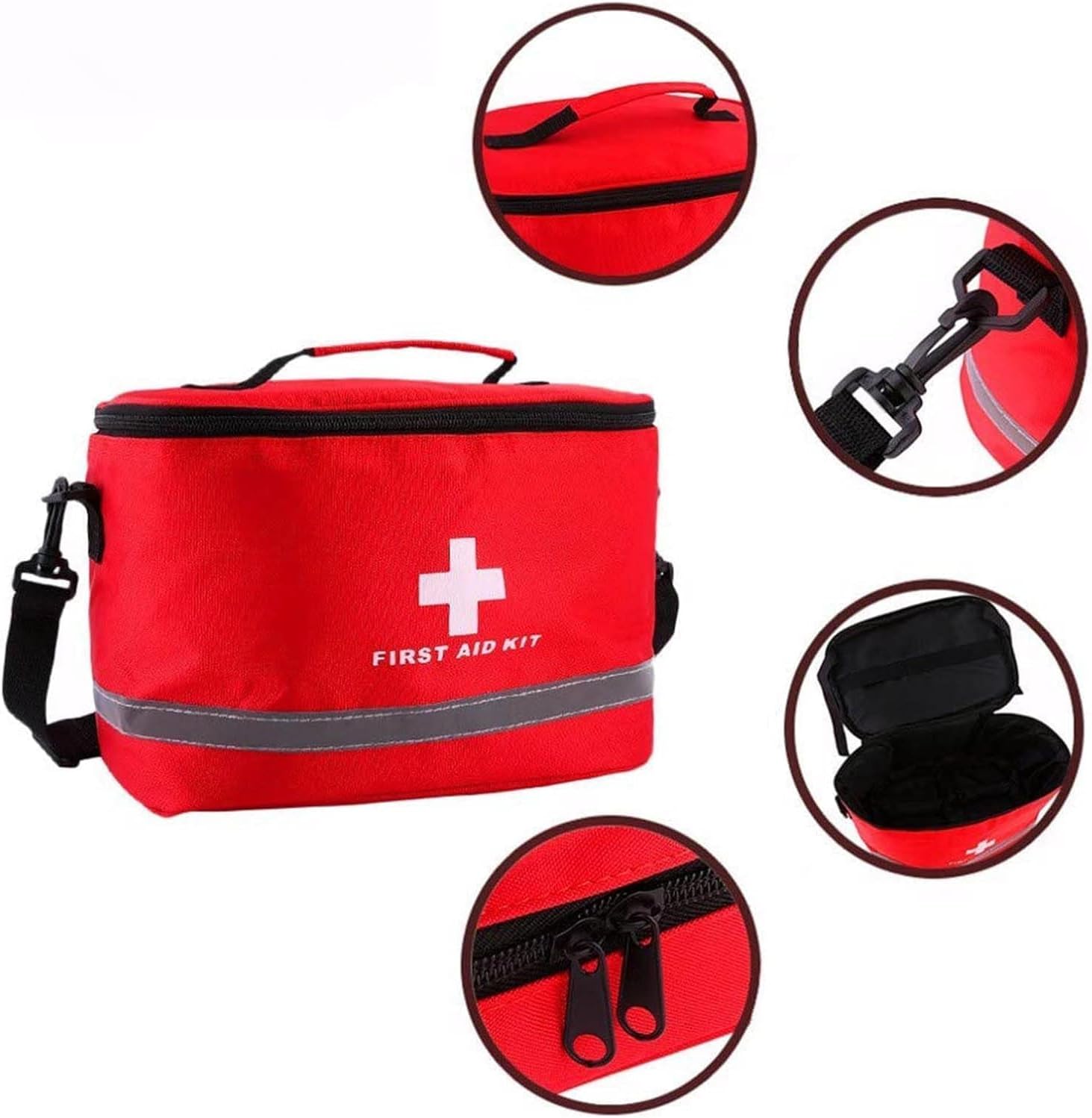 Premium First Aid Kit Bag, Safety Empty Haversack, Responder, Medical Supplies(Red)