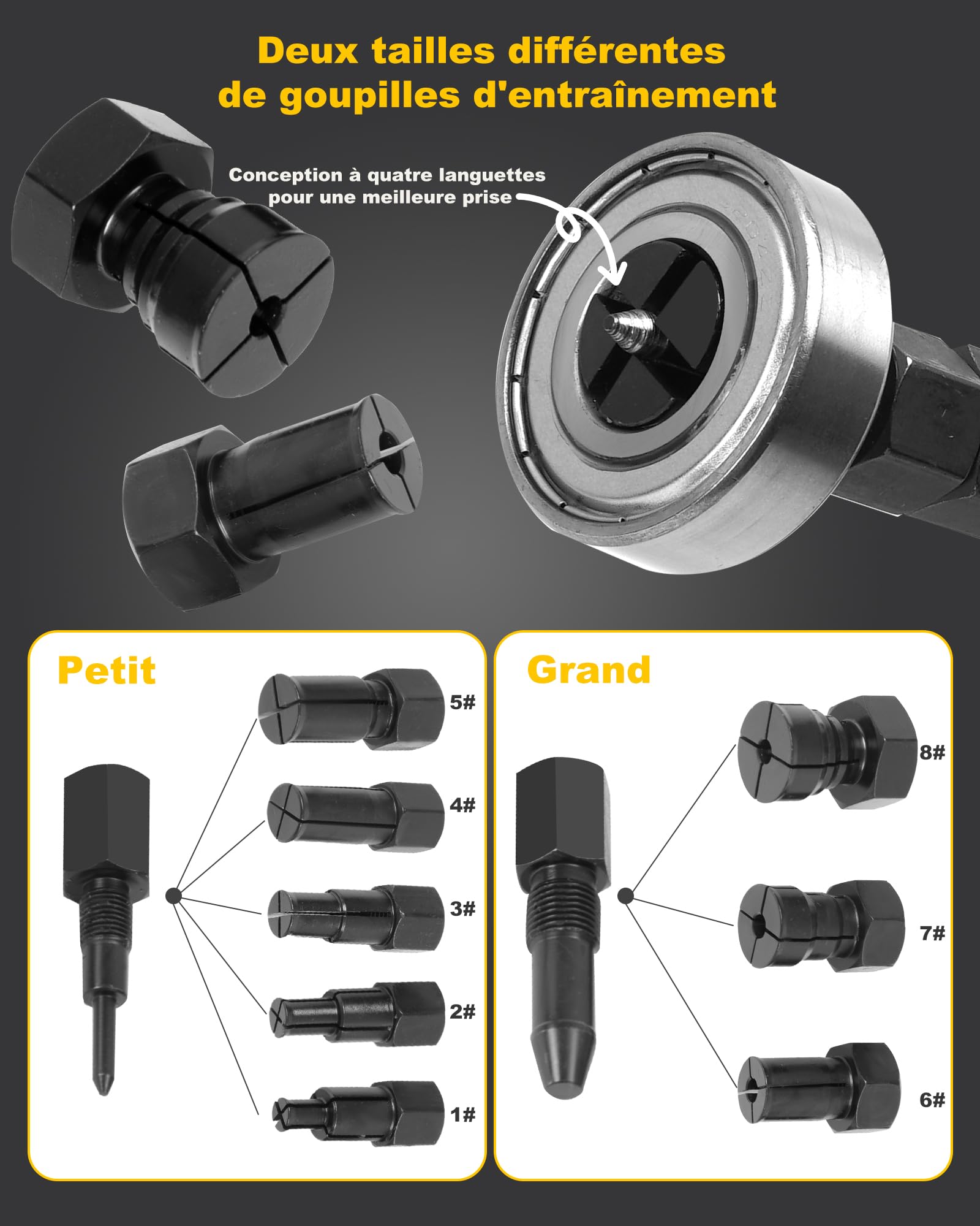 XSTARYE12pcs Velo Extracteur de Roulement Interieur avec Marteau Coulissant Trou Borgne Arrache Roulement avec 8 Pince de Serrage à Expansion (8-32mm)