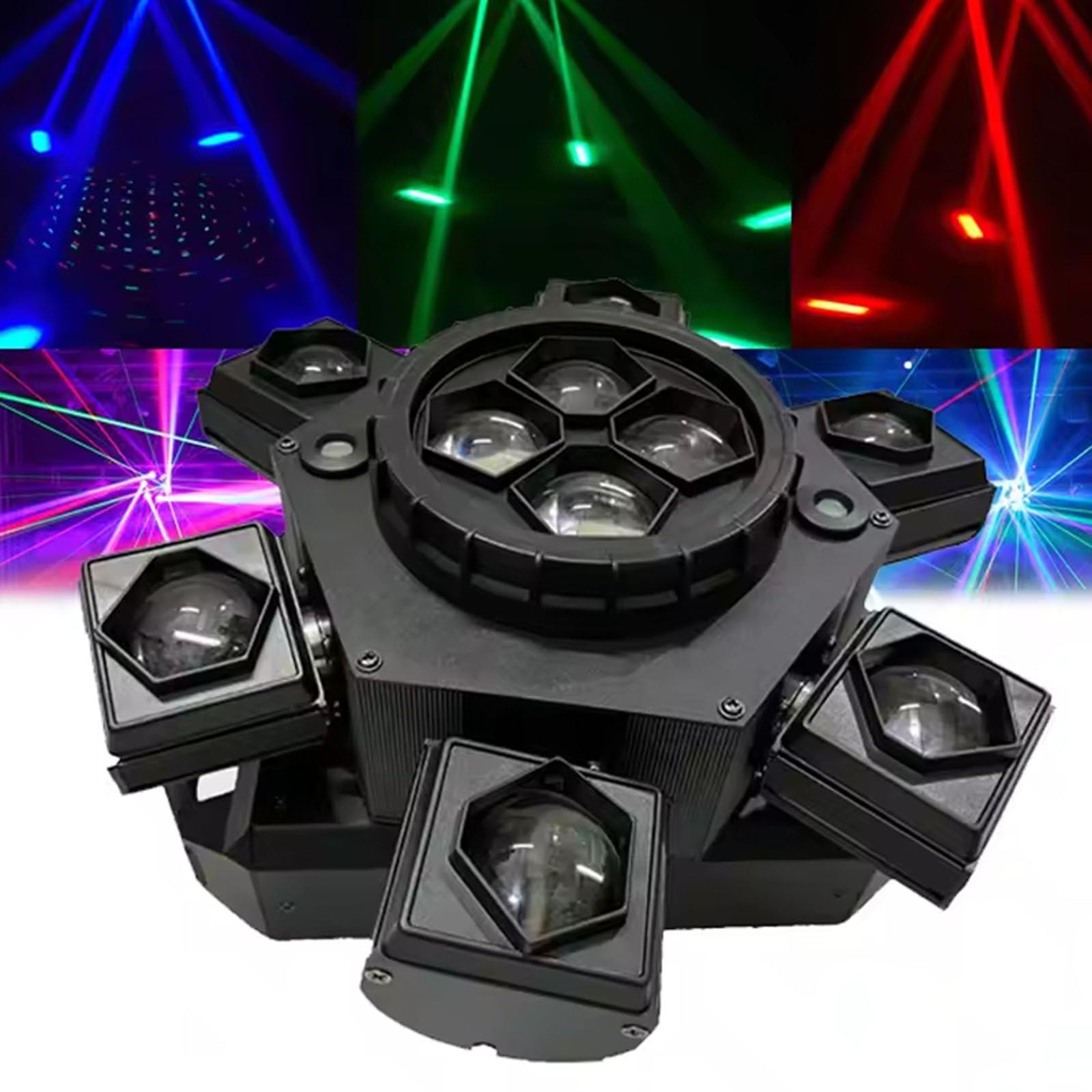 Ruchome Głowy Dj-Skie, 6-Głowicowe Reflektory LED Bee Eye Beam Moving Head Wash, Efekty świetlne Dj-Skie Na Scenę Dyskotekową, Obsługa Dmx-512 I Aktywacja Dźwiękiem