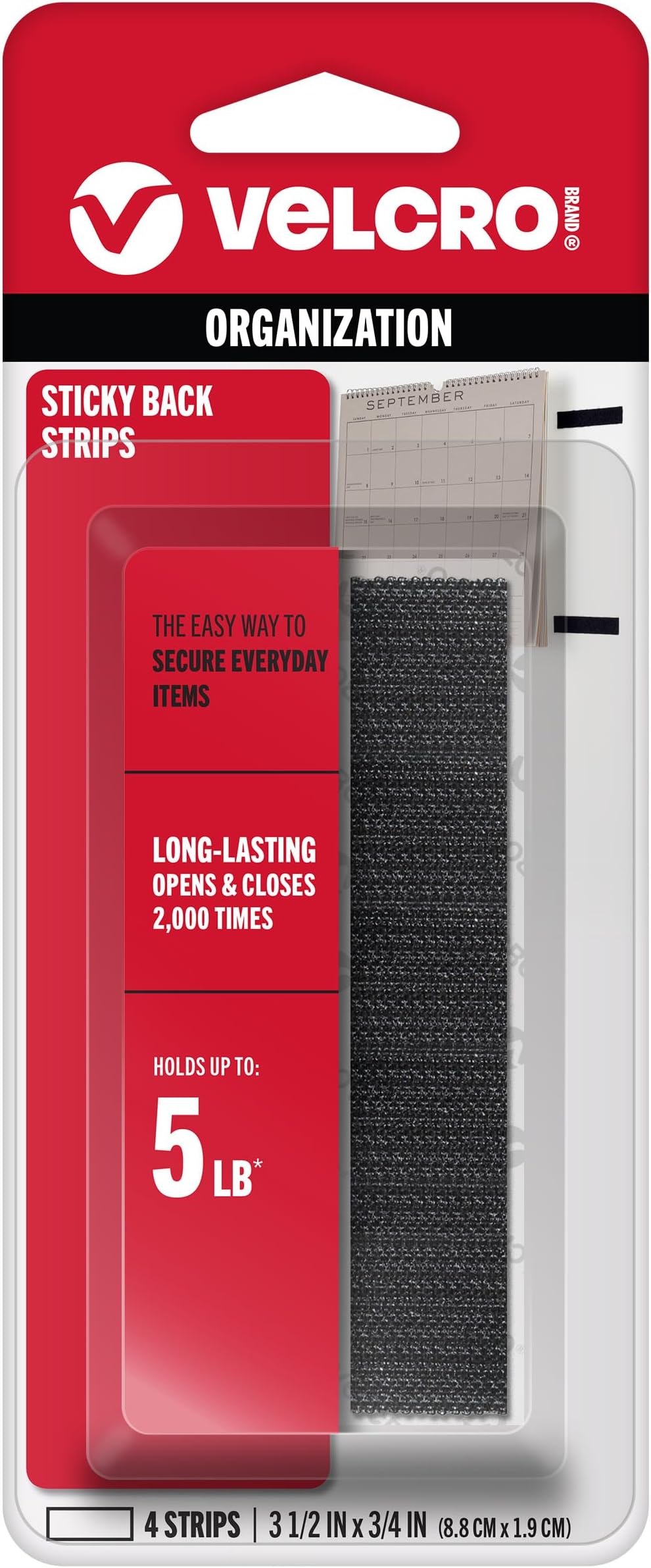 Velcro Strip 3-1/2" Black